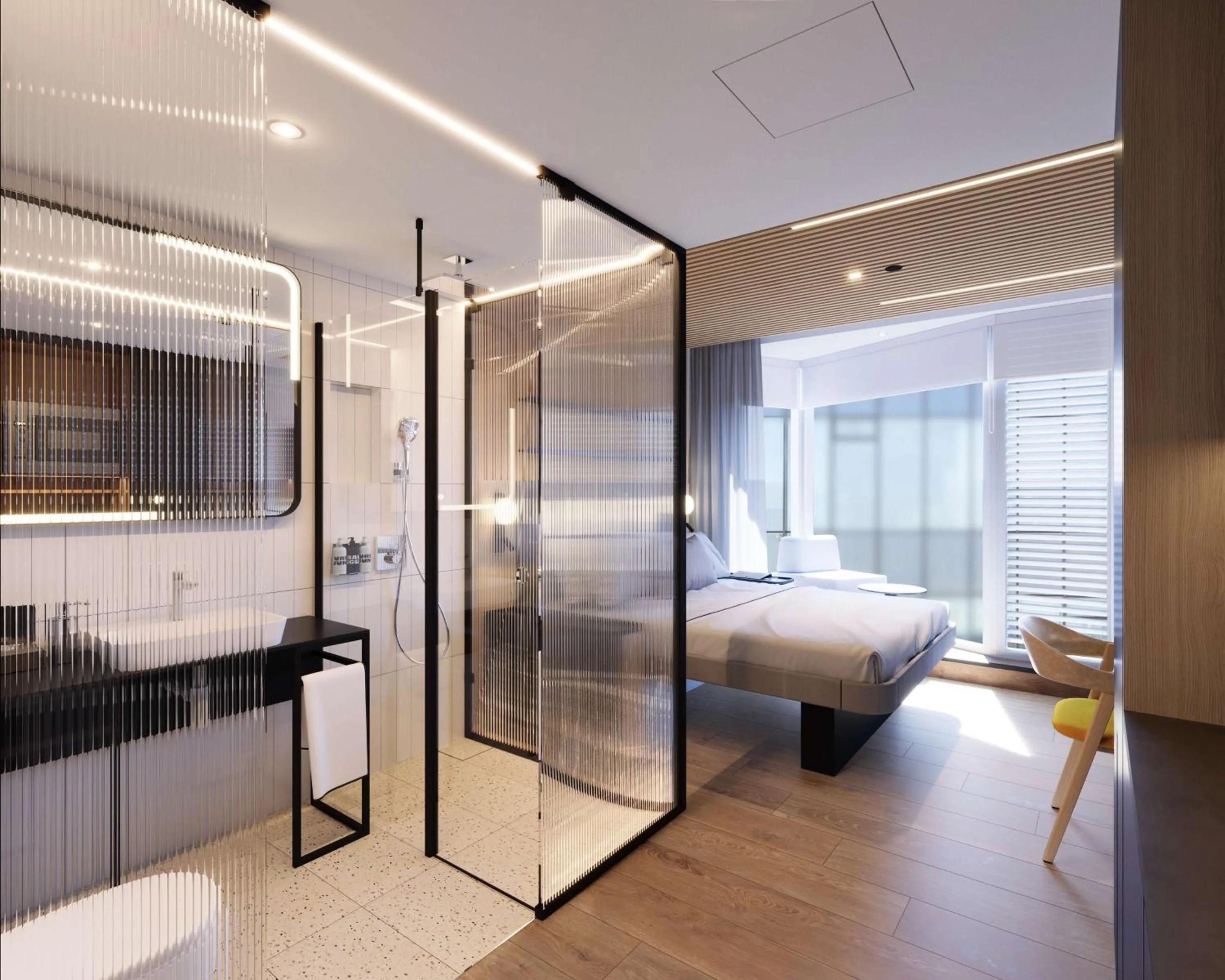 Bedroom, Bed in YOTELPAD London Stratford