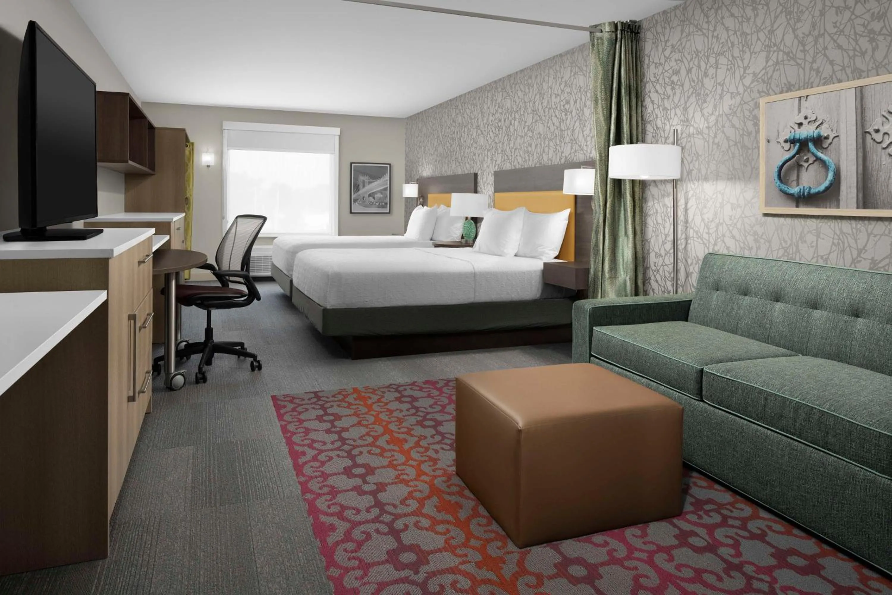 Living room, Bed in Home2 Suites By Hilton Poughkeepsie