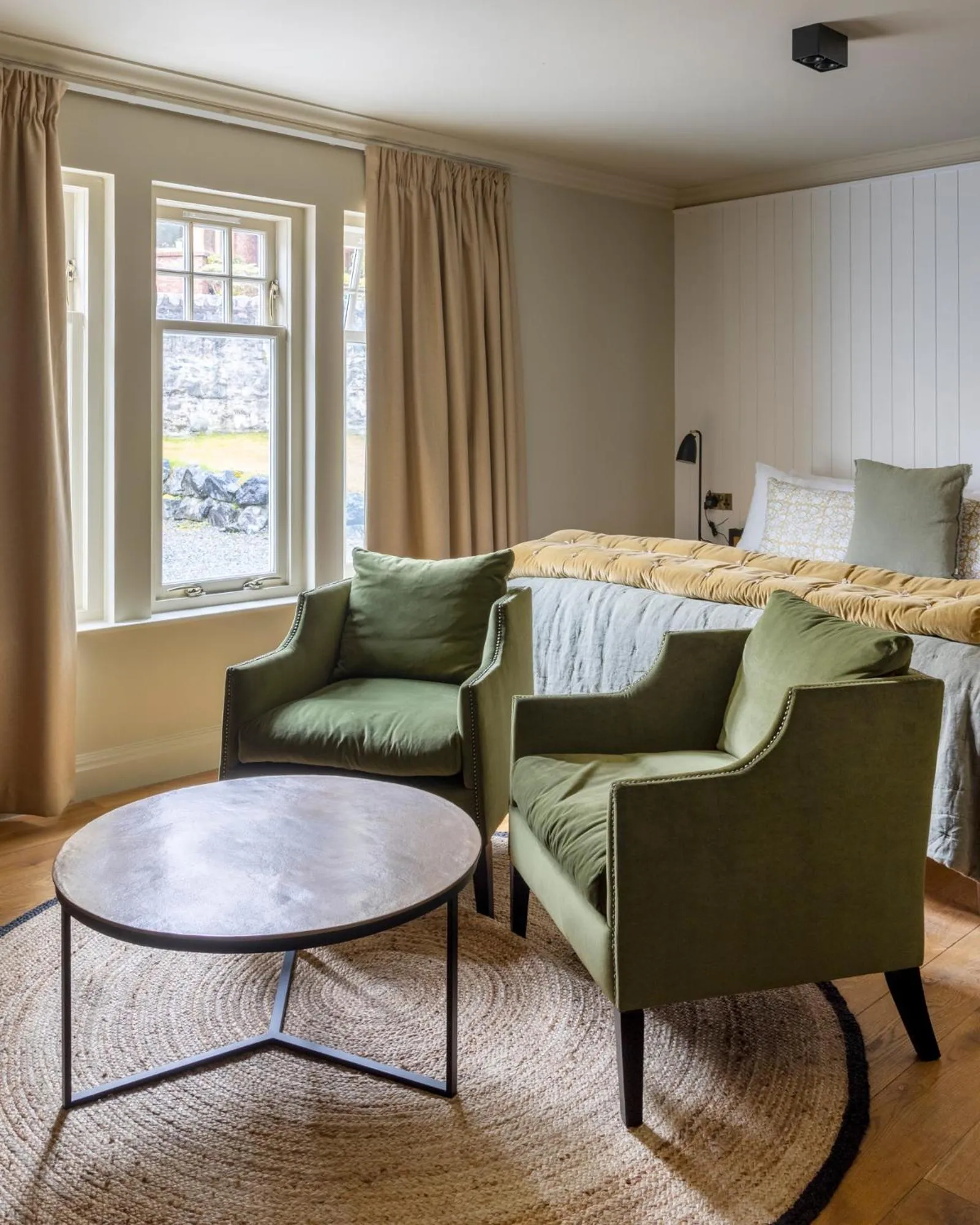 Seating area, Bed in Pine Trees Hotel Pitlochry