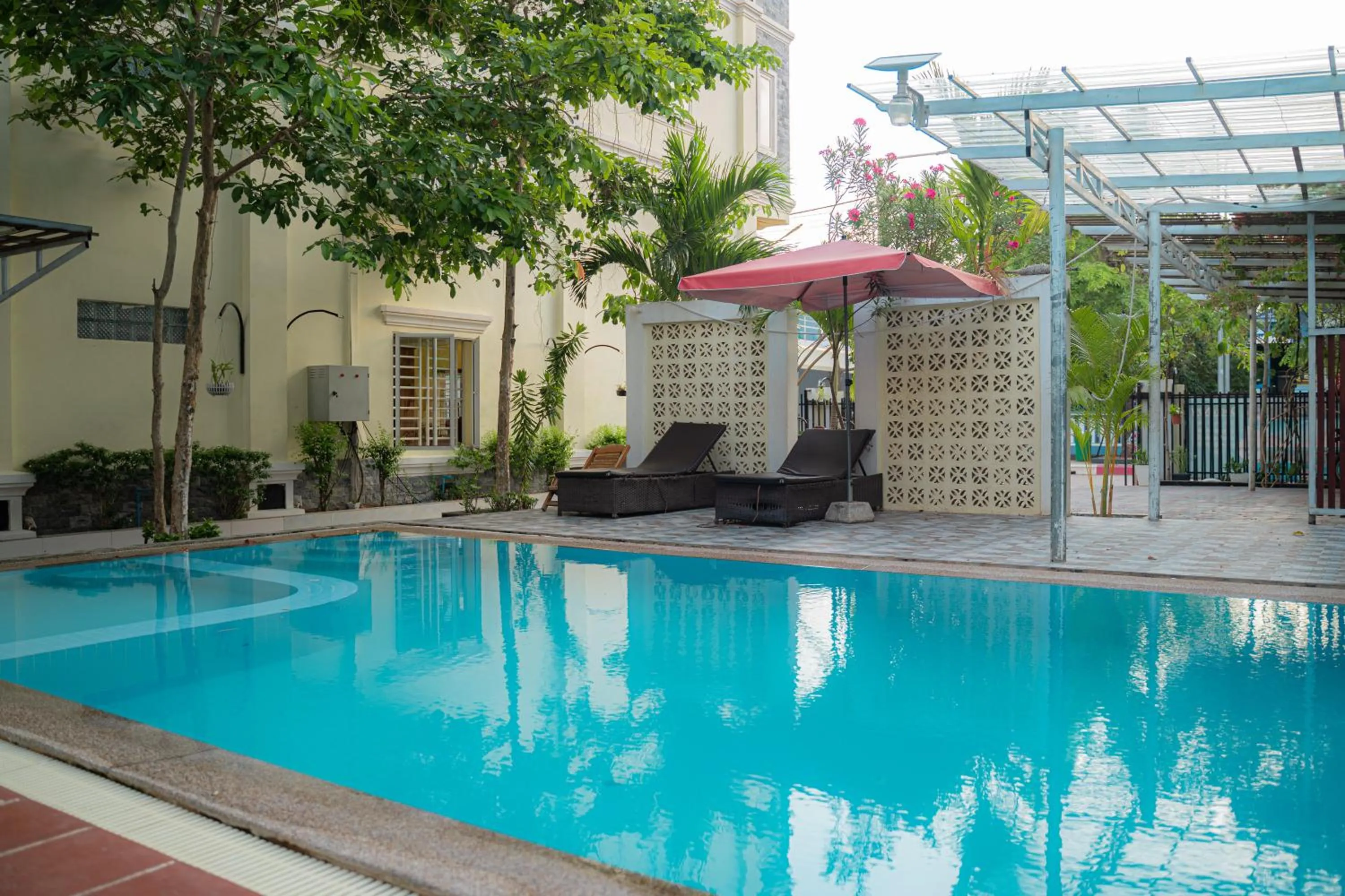 Pool view in AHHA Boutique Kampot