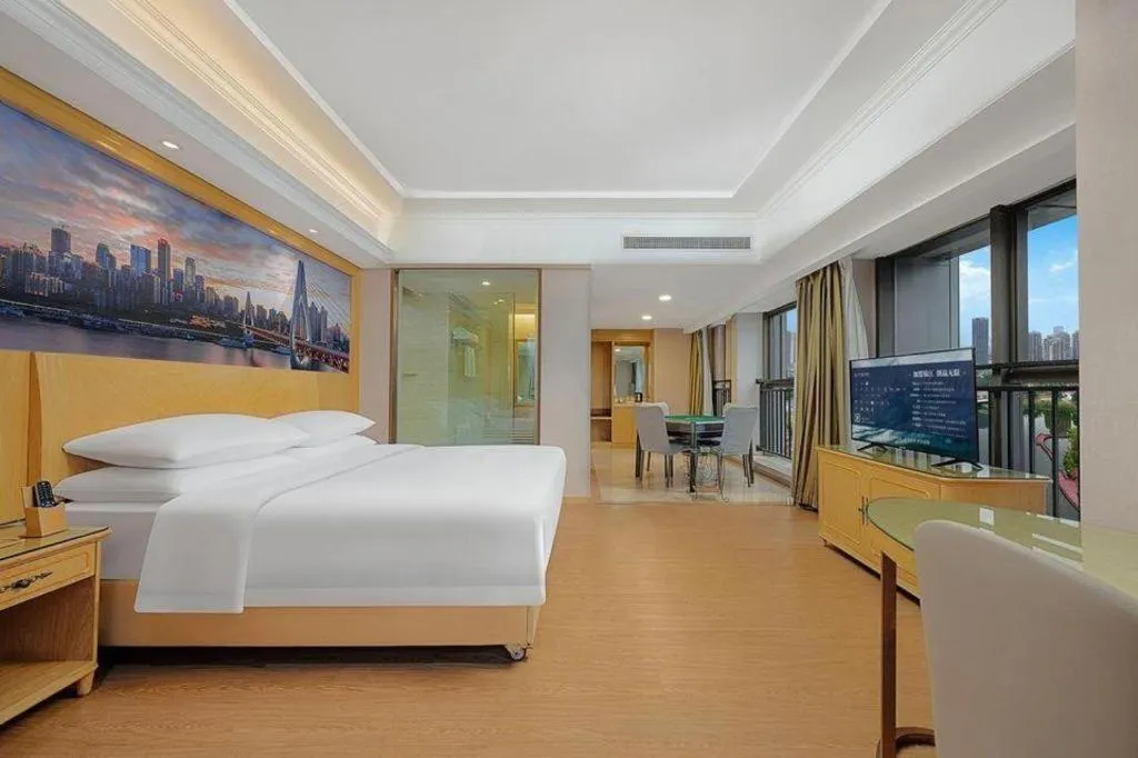 Bed in Vienna Hotel Chongqing Yongchuan High-Speed Railway Station Xinglong Lake
