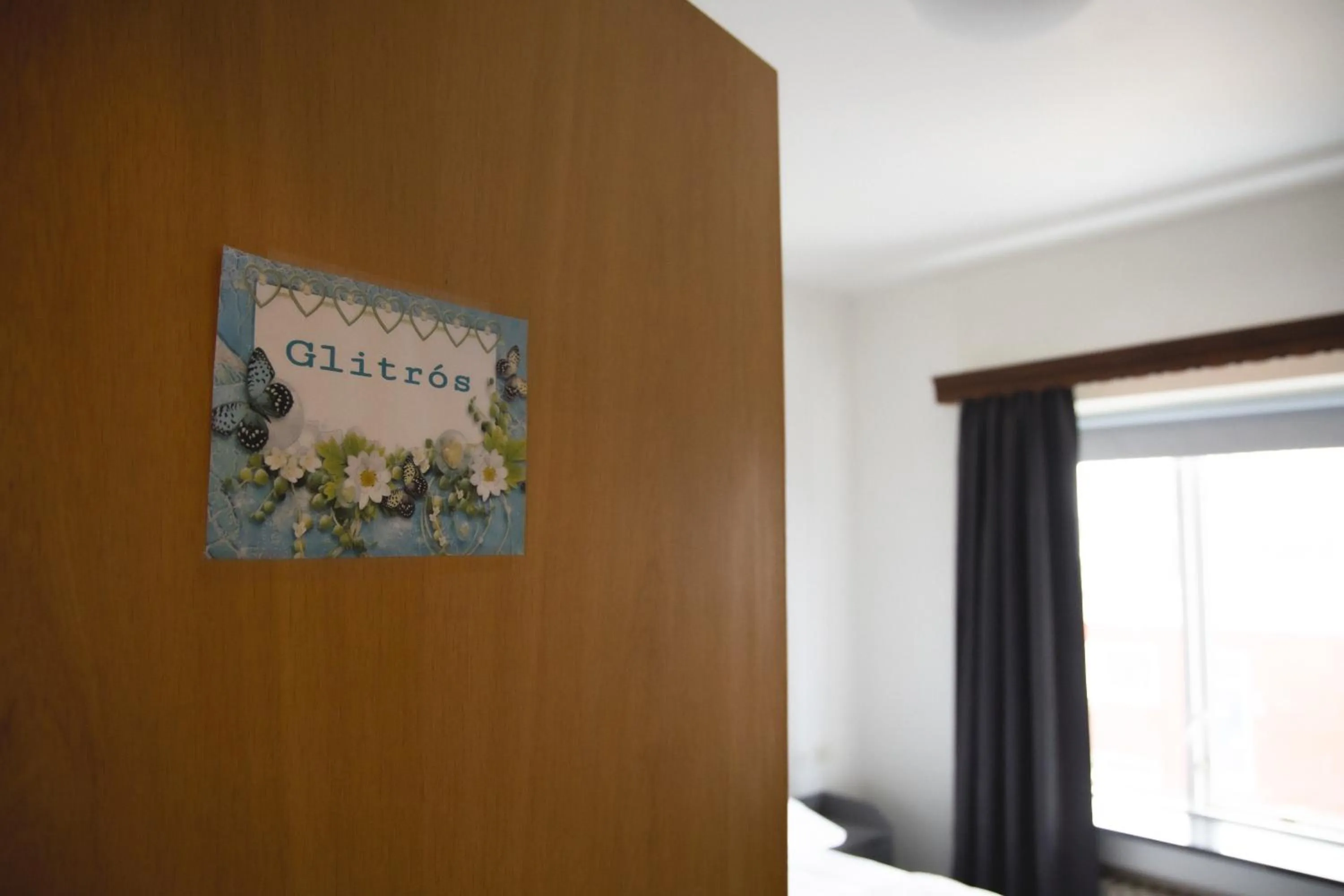 Text overlay in Setrið Guesthouse