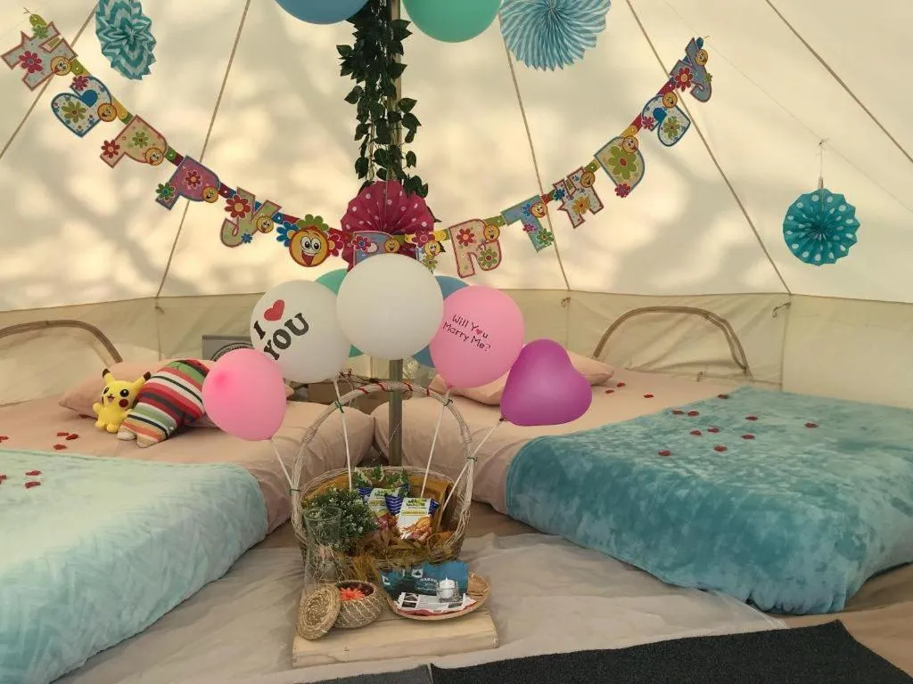Bed in Glamping kaki singapore-Standard medium bell tent