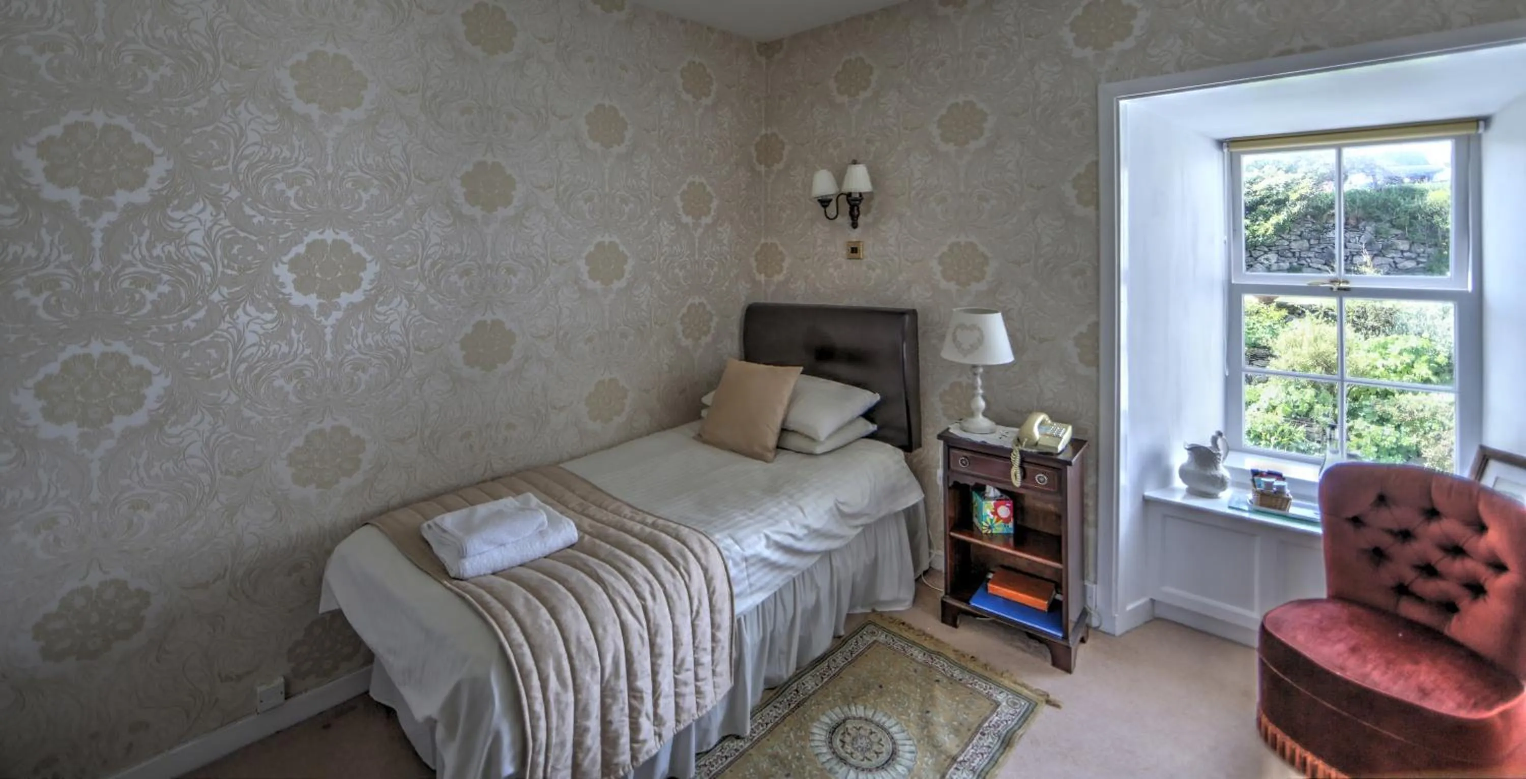 Decorative detail, Bed in Busta House Hotel