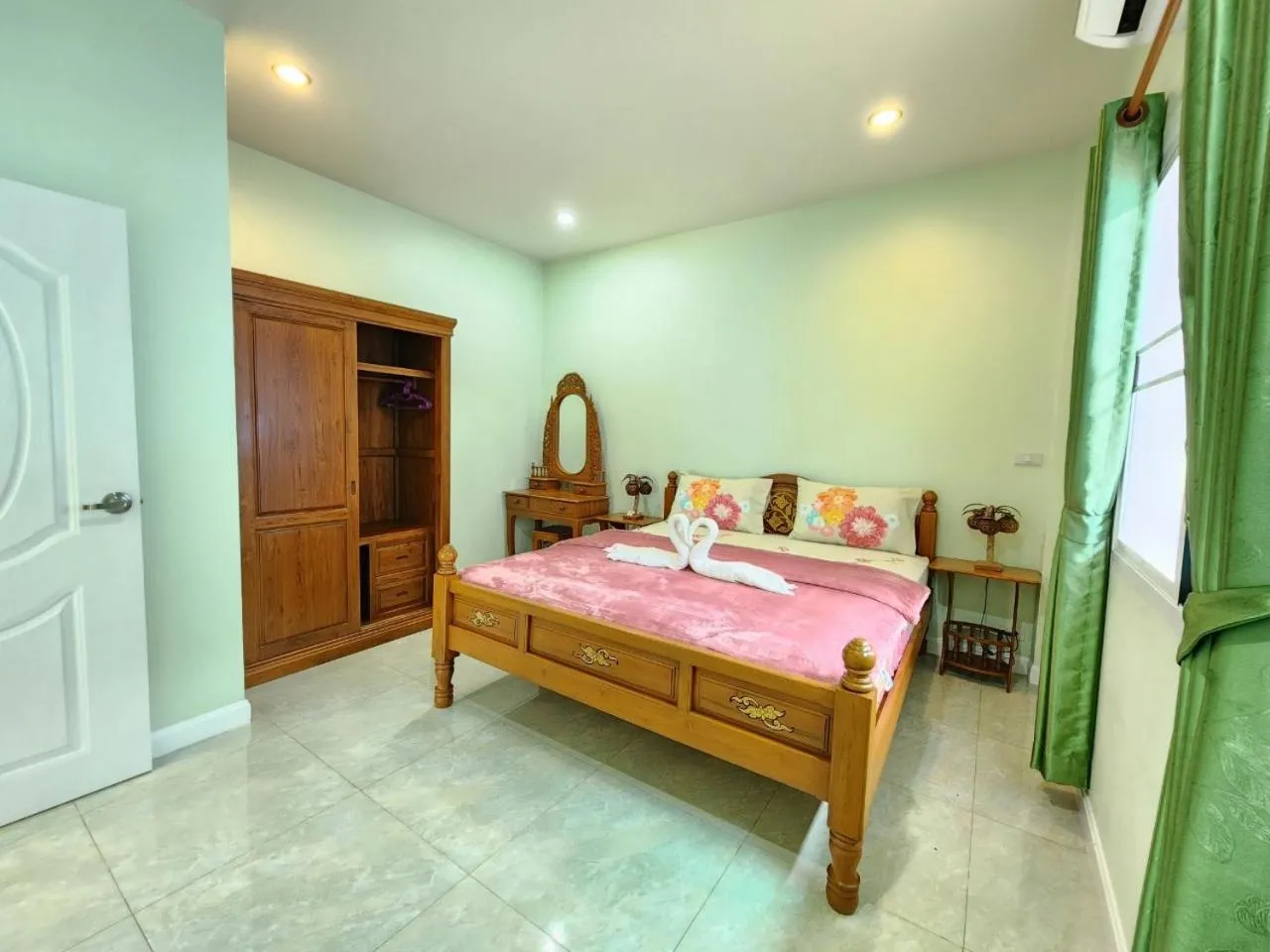 Bed in Blue Beach Bungalow