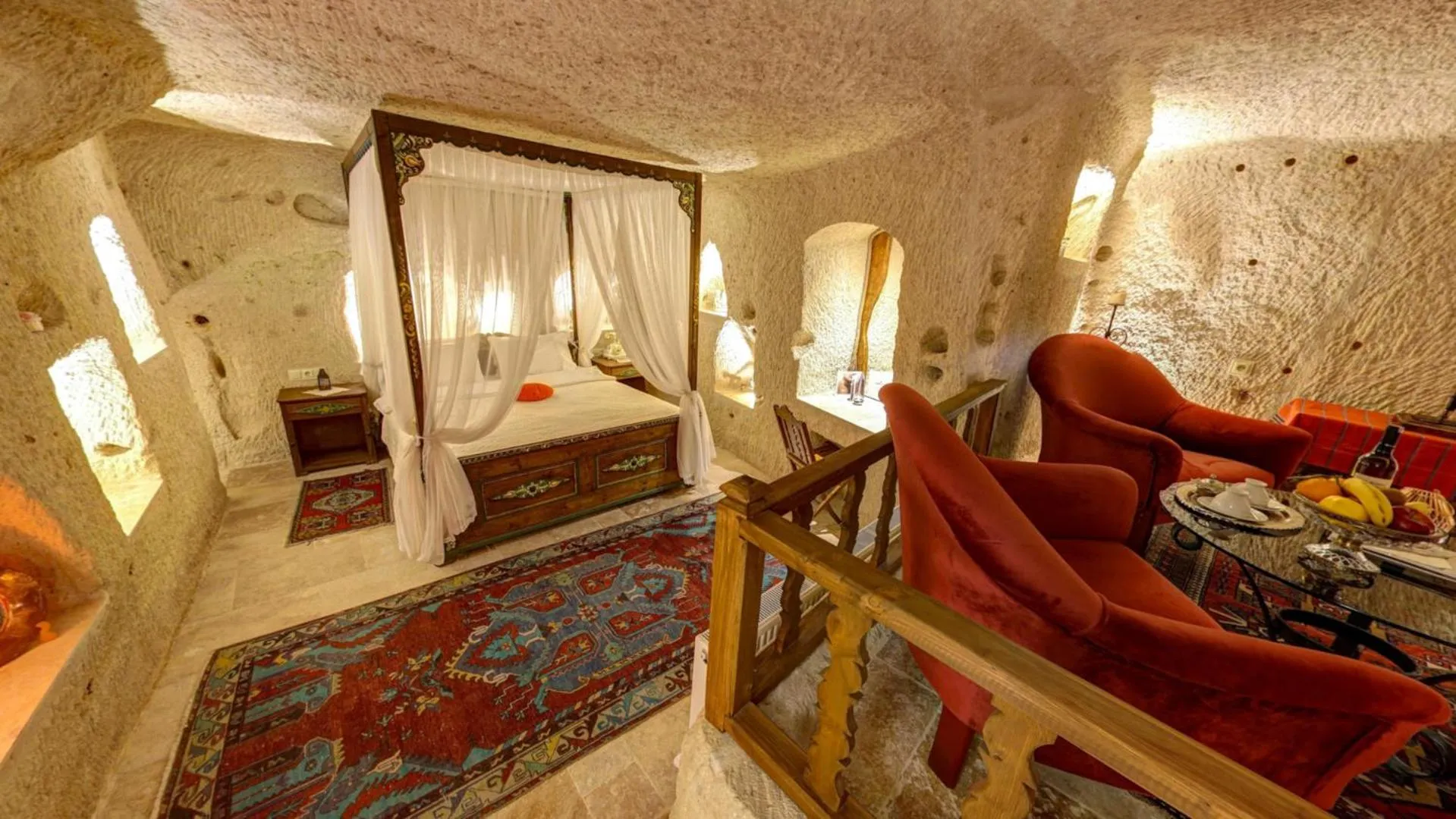 Bedroom, Bed in Turkish Cave House