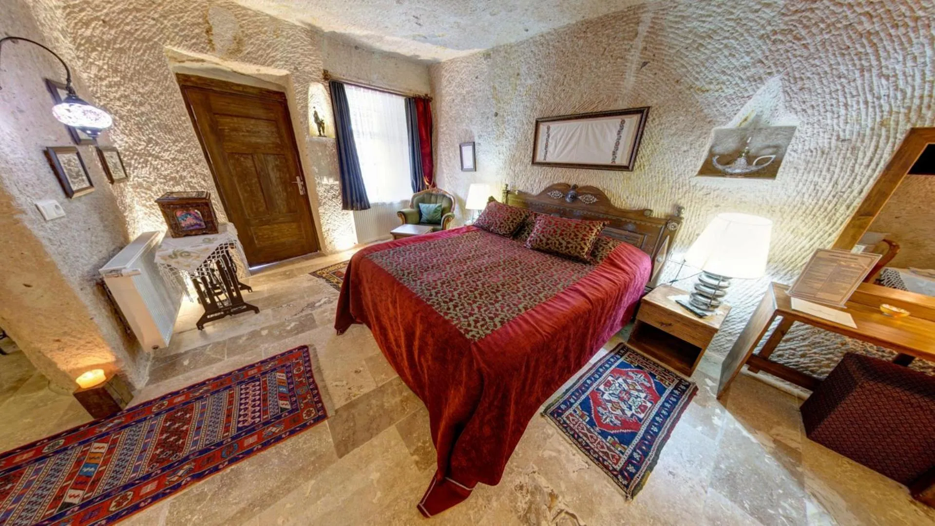 Bedroom, Bed in Turkish Cave House