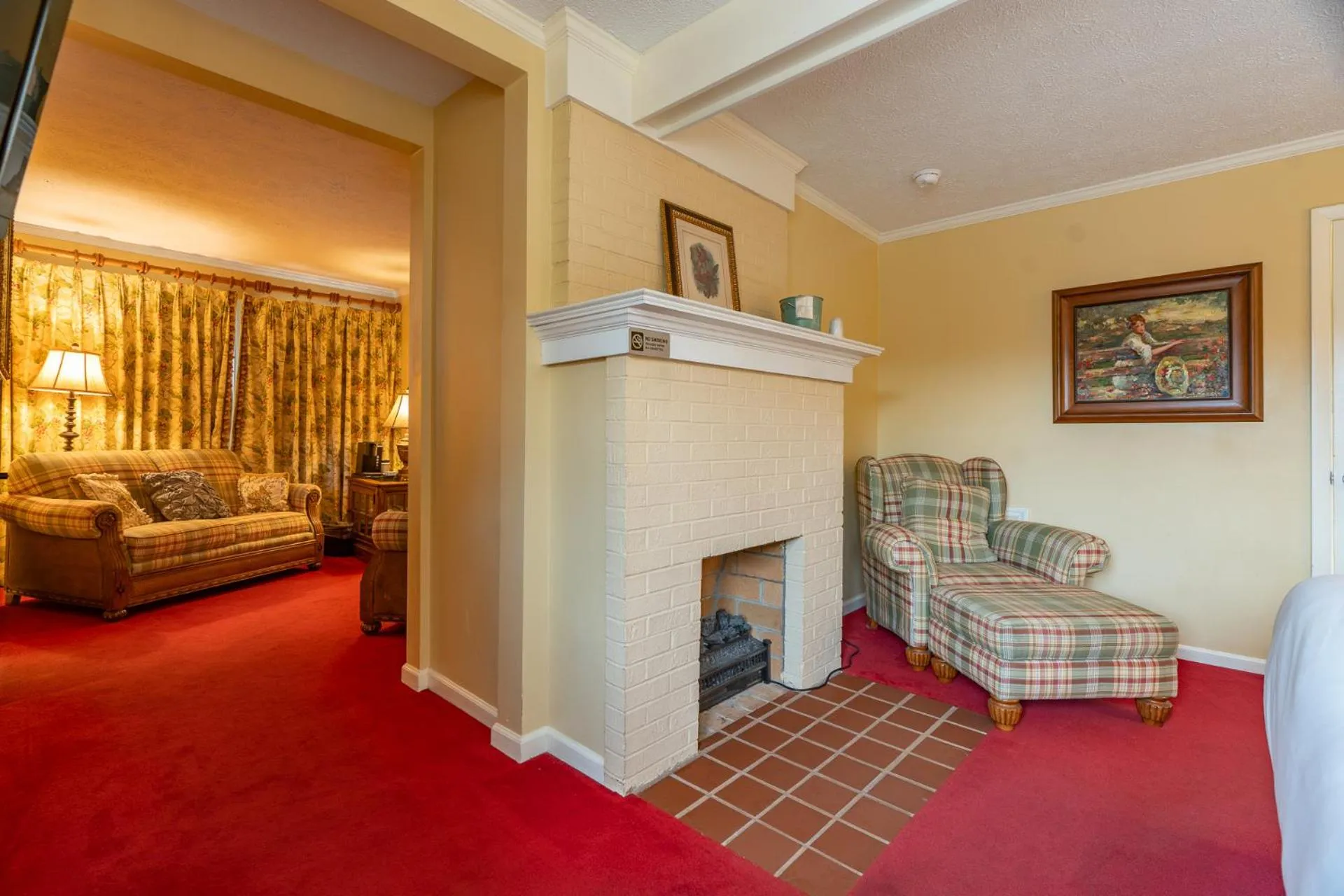 fireplace in The Ridgeway Inn