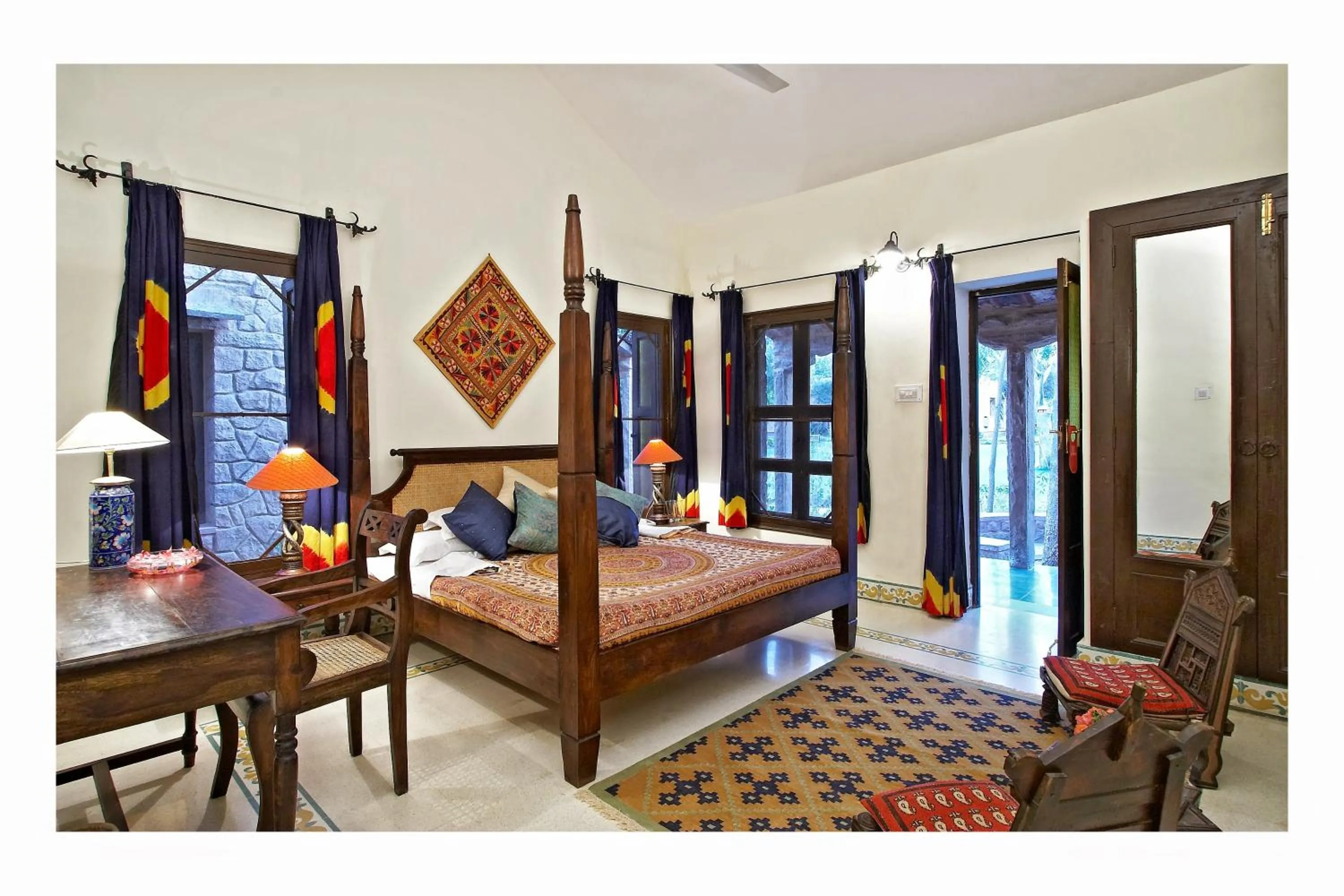 Bedroom, Bed in MANVĀR SHERGARH, THE DESERT RESORT