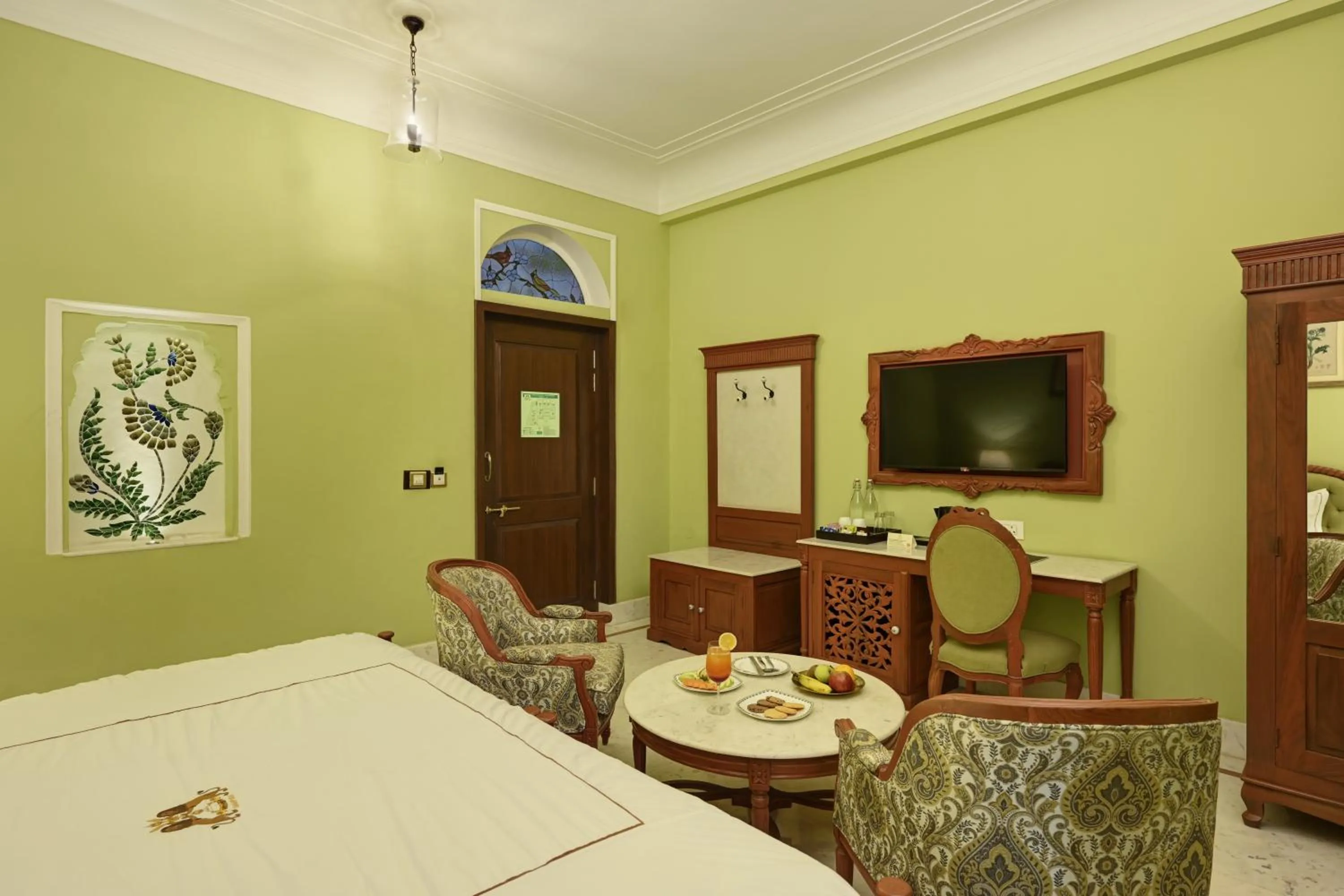 Bedroom, Bed in Shahpura Haveli