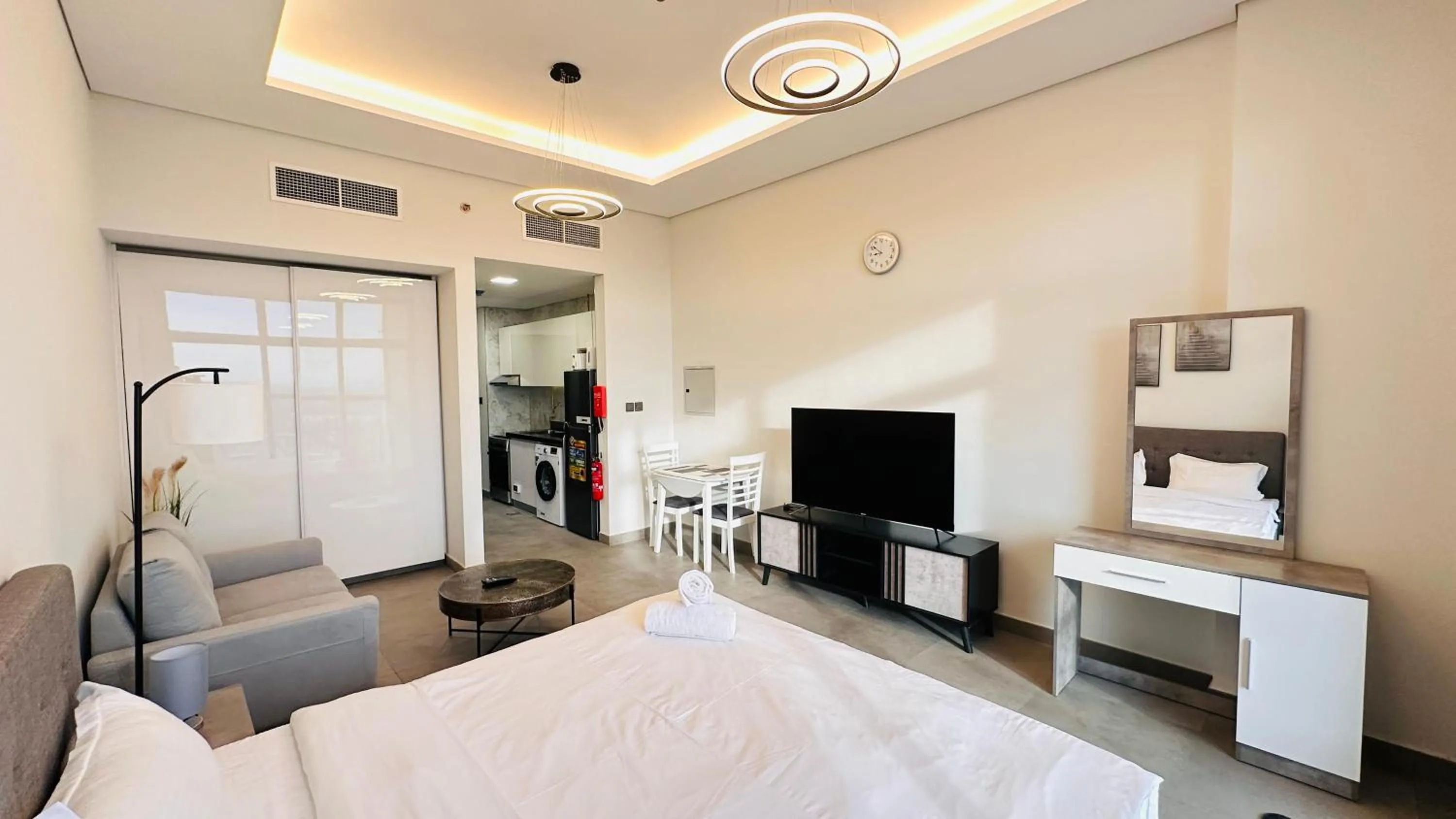 Seating area in Upscale Studio Apartment Burj View with Balcony Free Parking by Belvilla