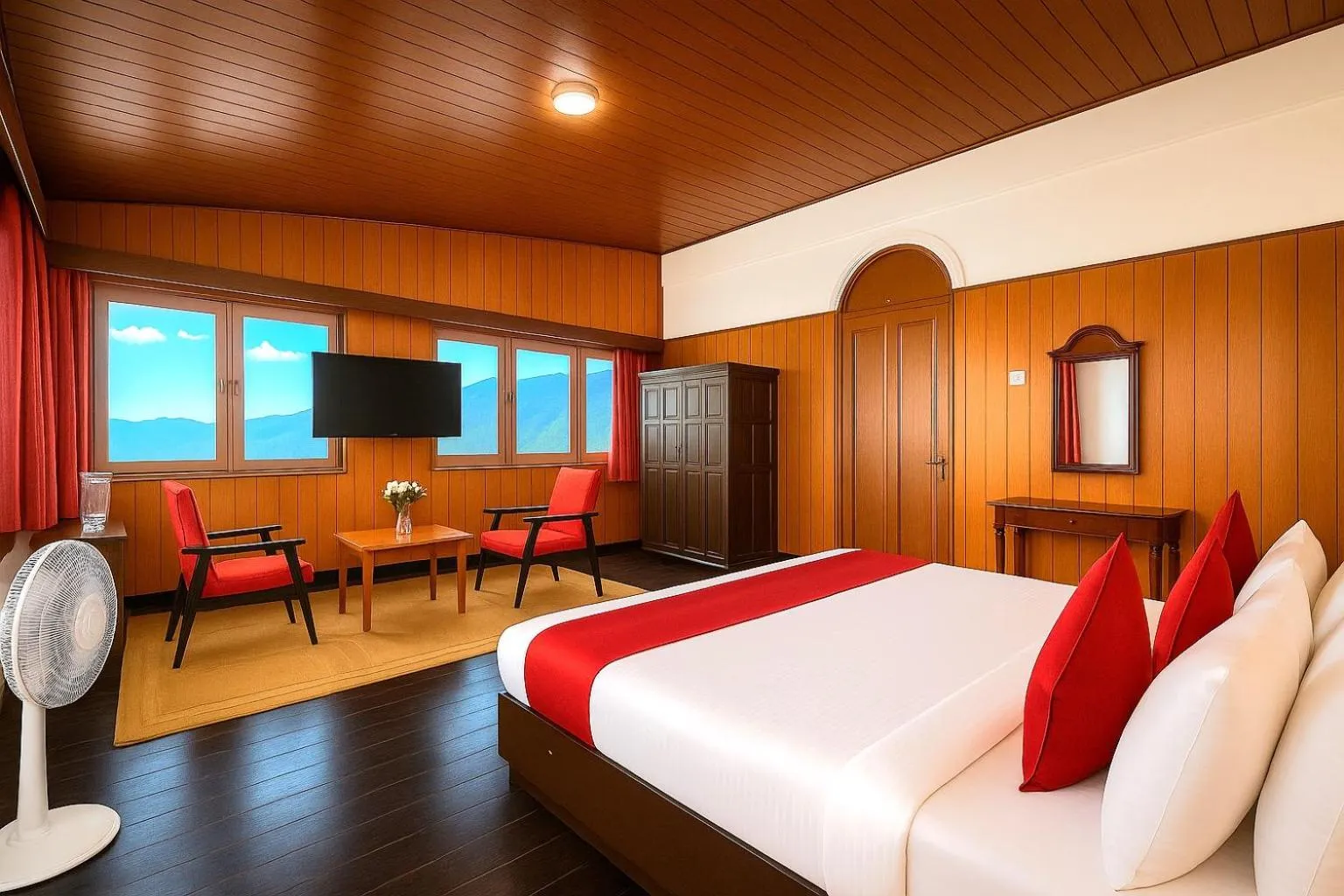 View (from property/room), Bed in Central Gleneagles Heritage Resort Former Bungalow of Ex-TATA Chairman Russi Mody The Mall Road Darjeeling