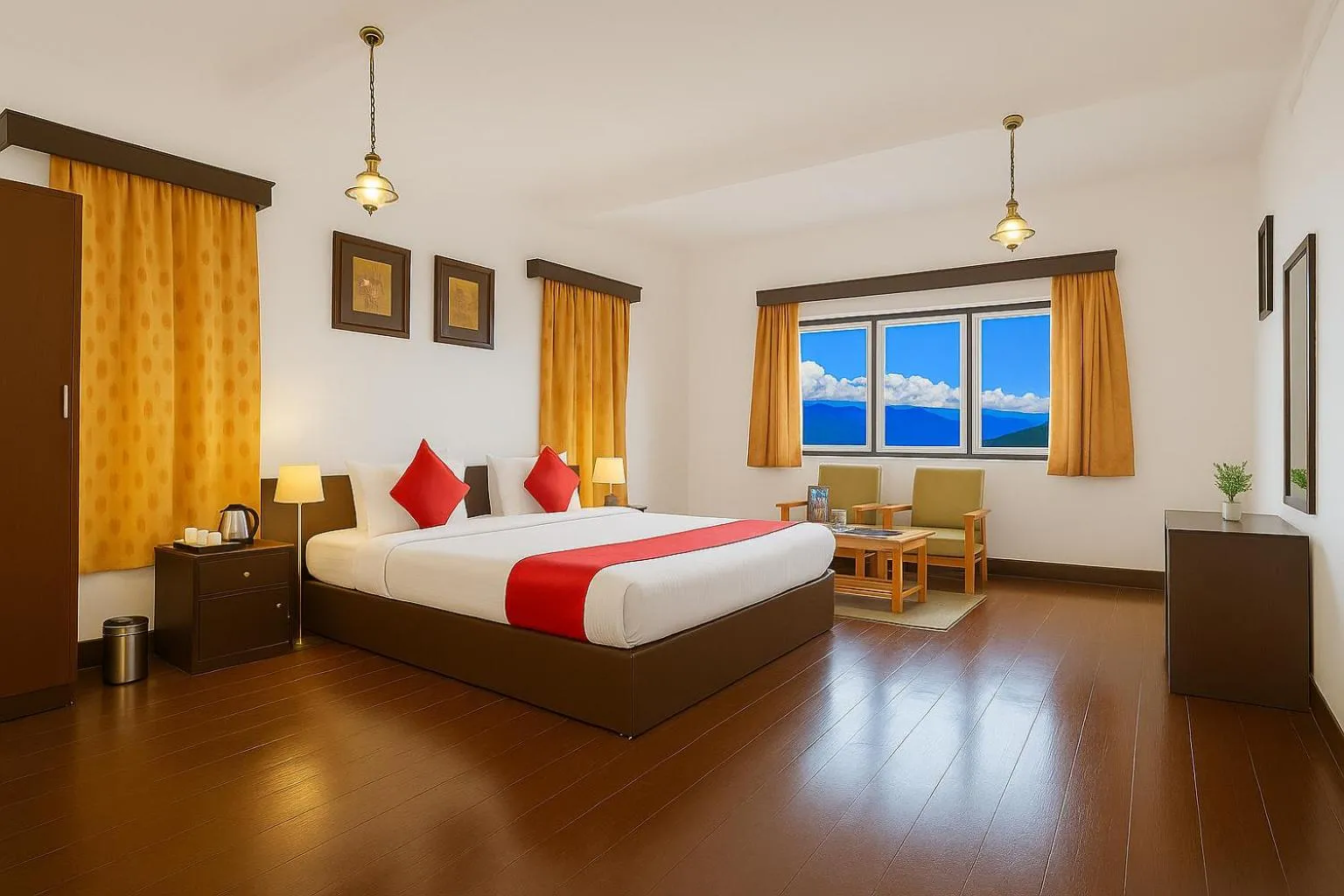 View (from property/room), Bed in Central Gleneagles Heritage Resort Former Bungalow of Ex-TATA Chairman Russi Mody The Mall Road Darjeeling