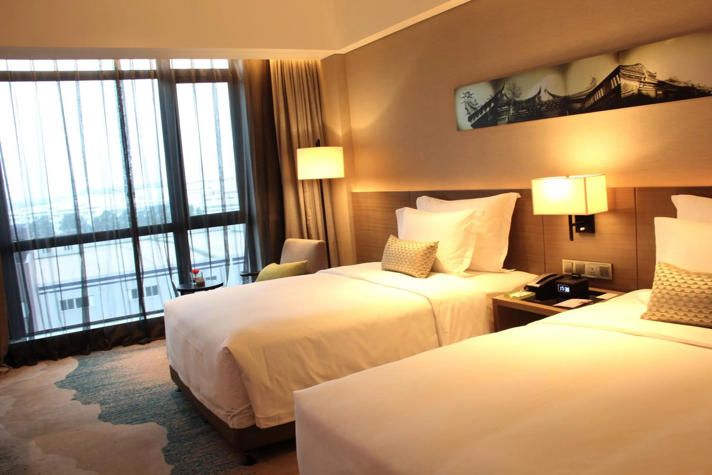 Decorative detail, Bed in Wyndham JinJiang Hotel