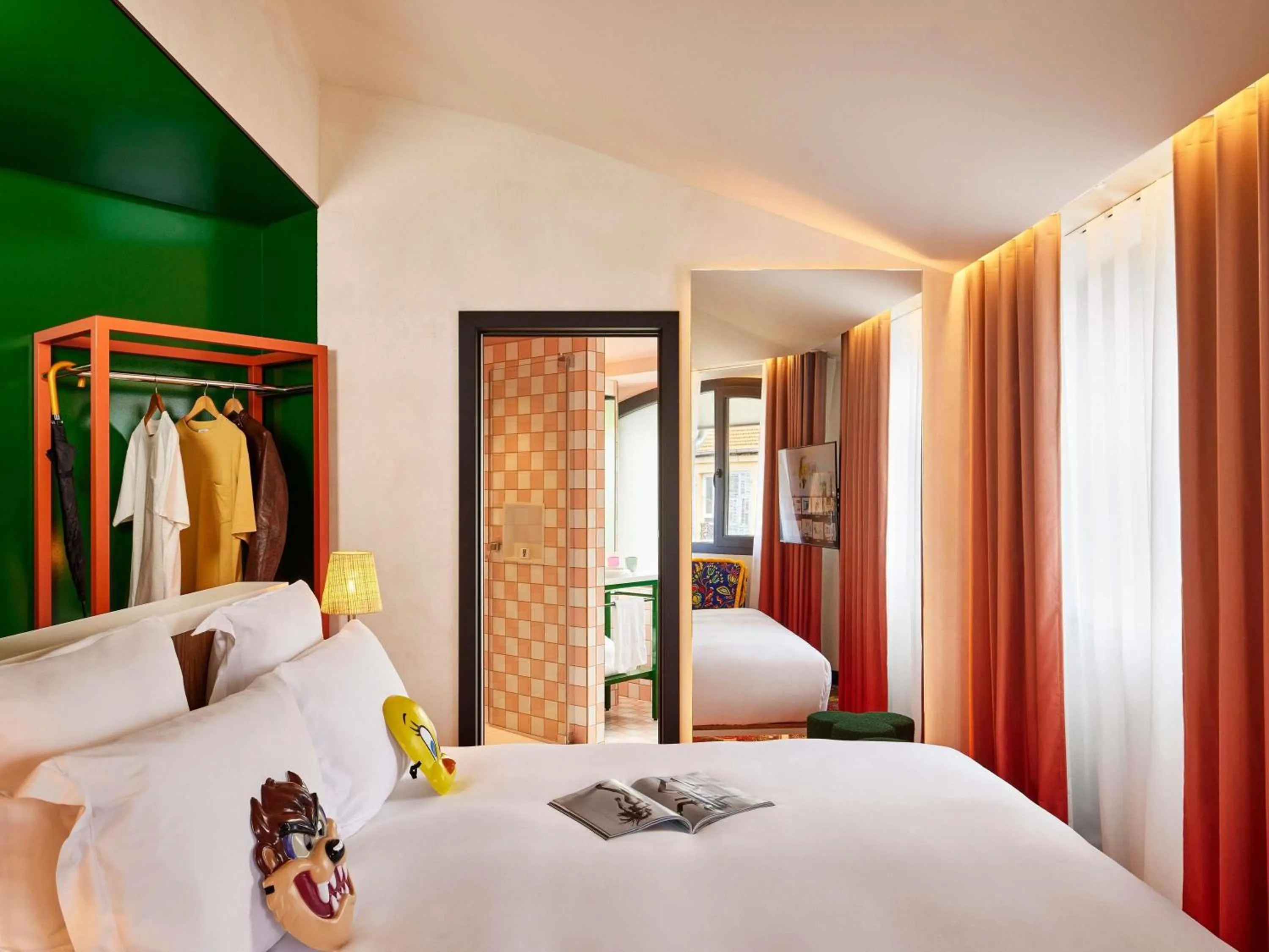 Bedroom, Bed in Mama Shelter Nice