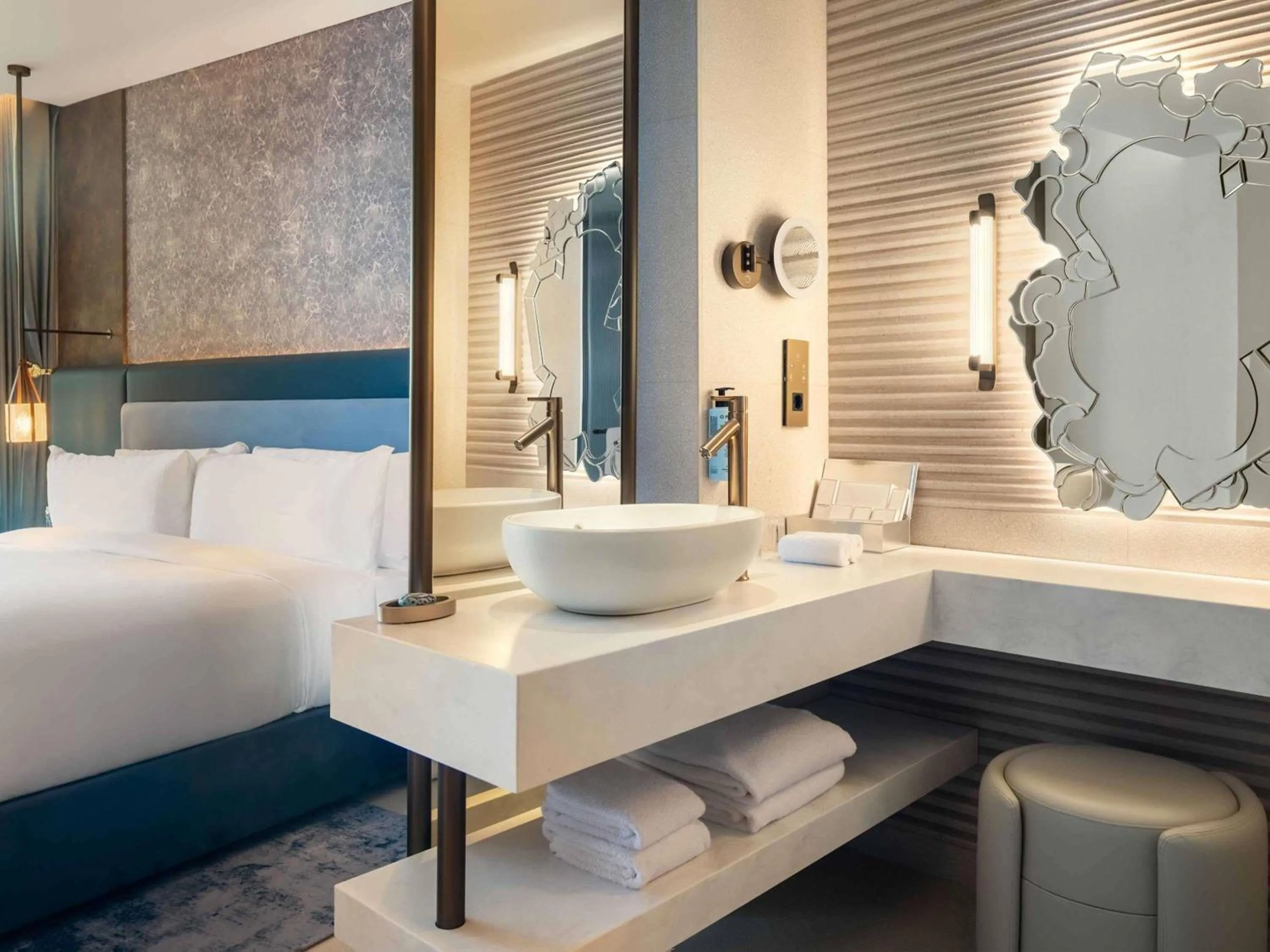 Bedroom, Bed in SLS Barcelona