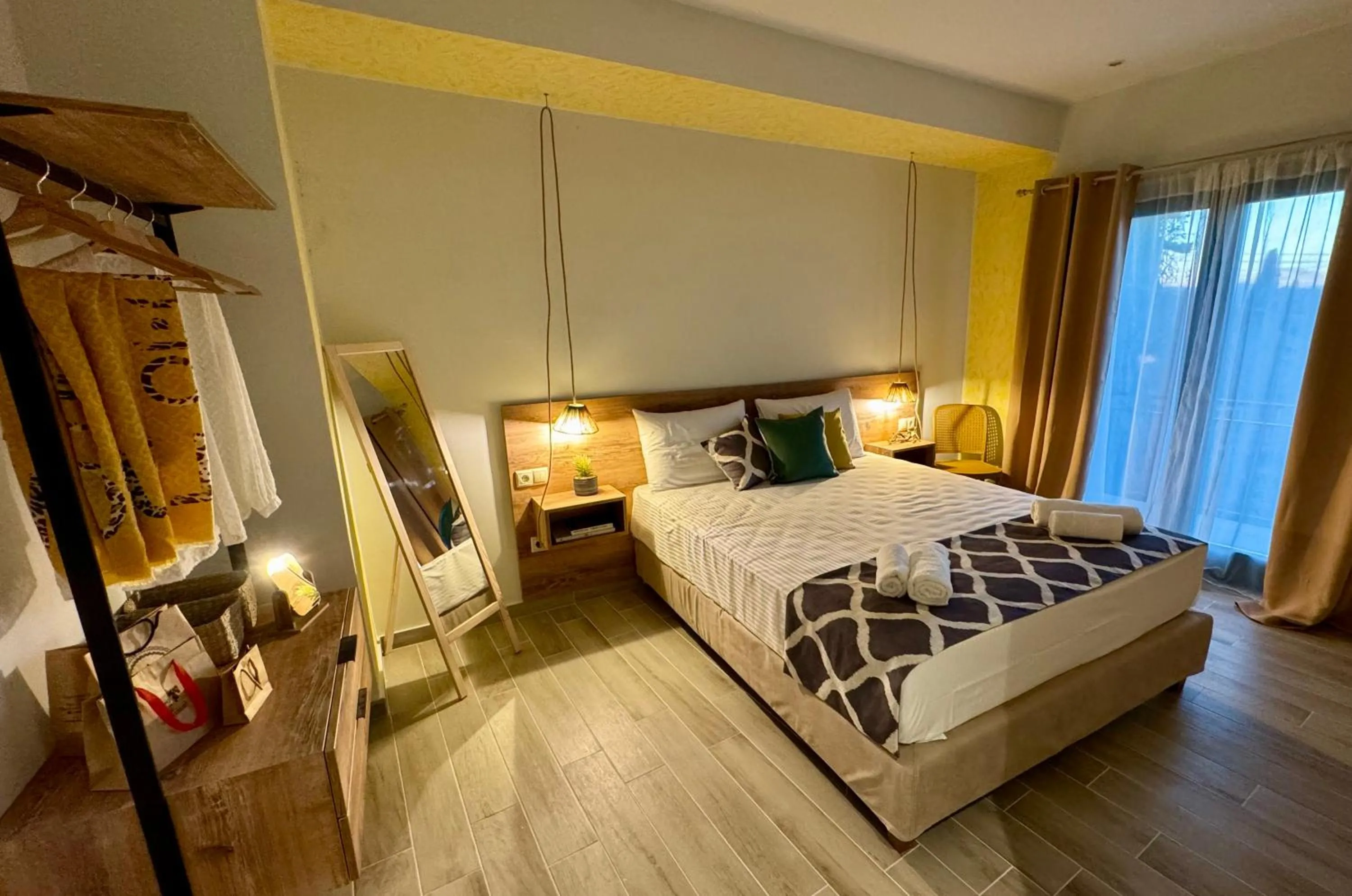 Bed in Apidalos Apartments