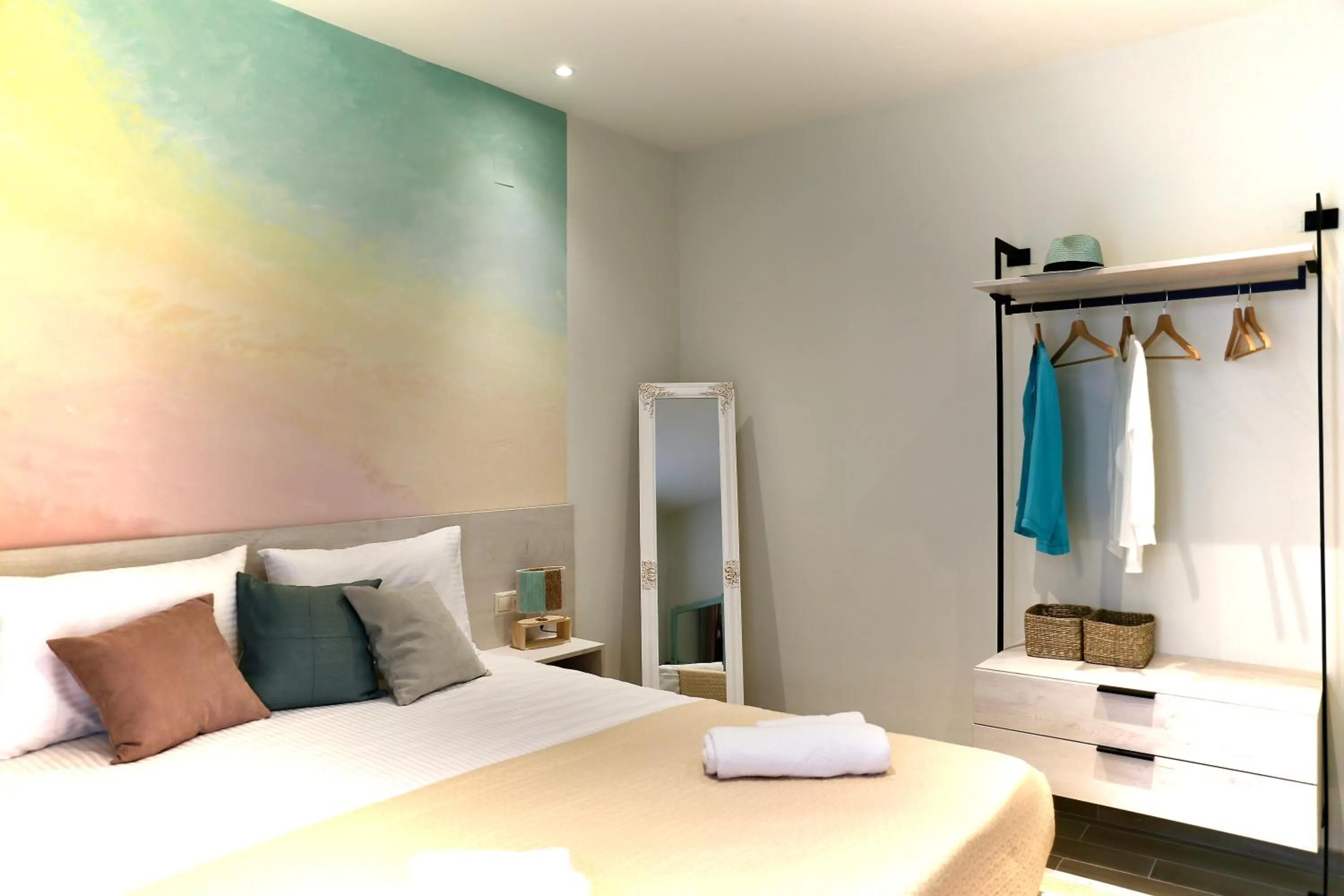 Bed in Apidalos Apartments