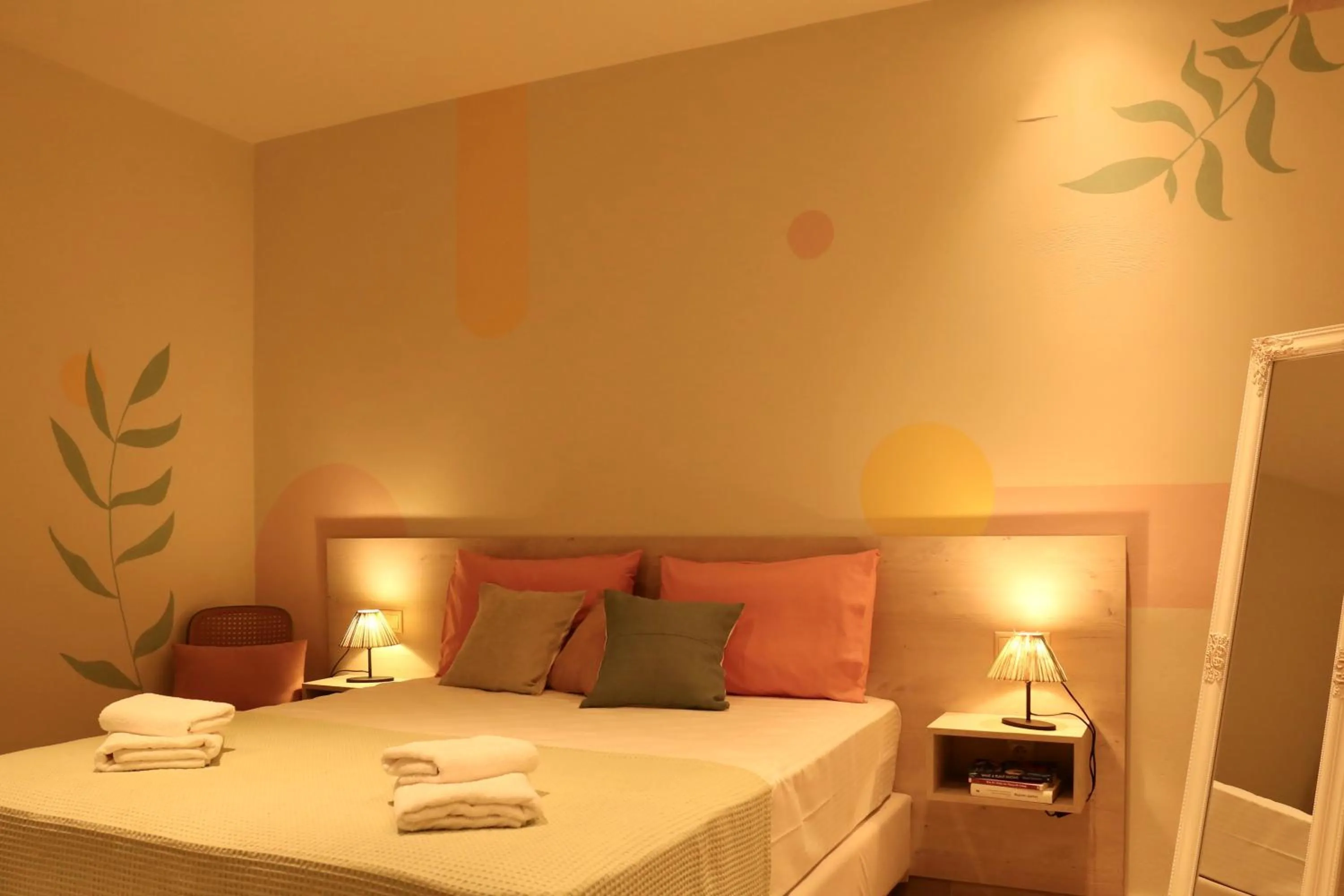 Bed in Apidalos Apartments