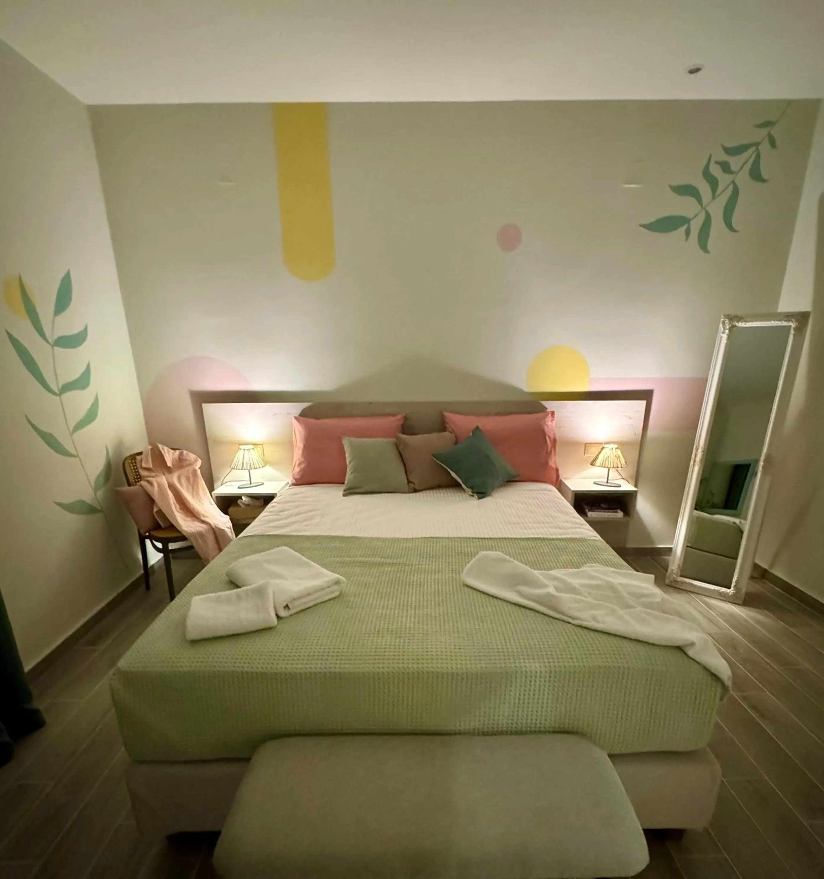 Bed in Apidalos Apartments