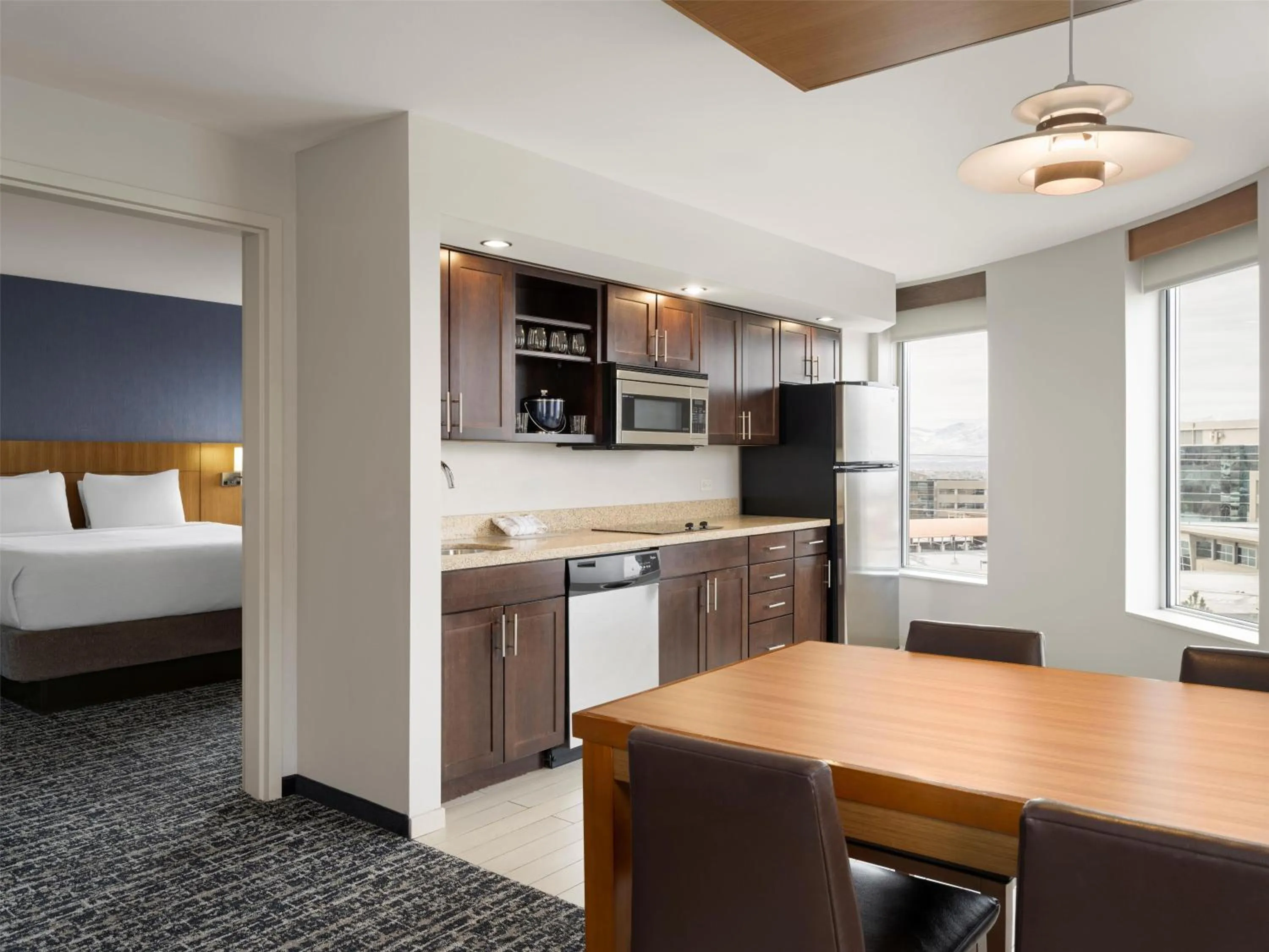 Kitchen or kitchenette, Bed in Hyatt Place Salt Lake City/Cottonwood