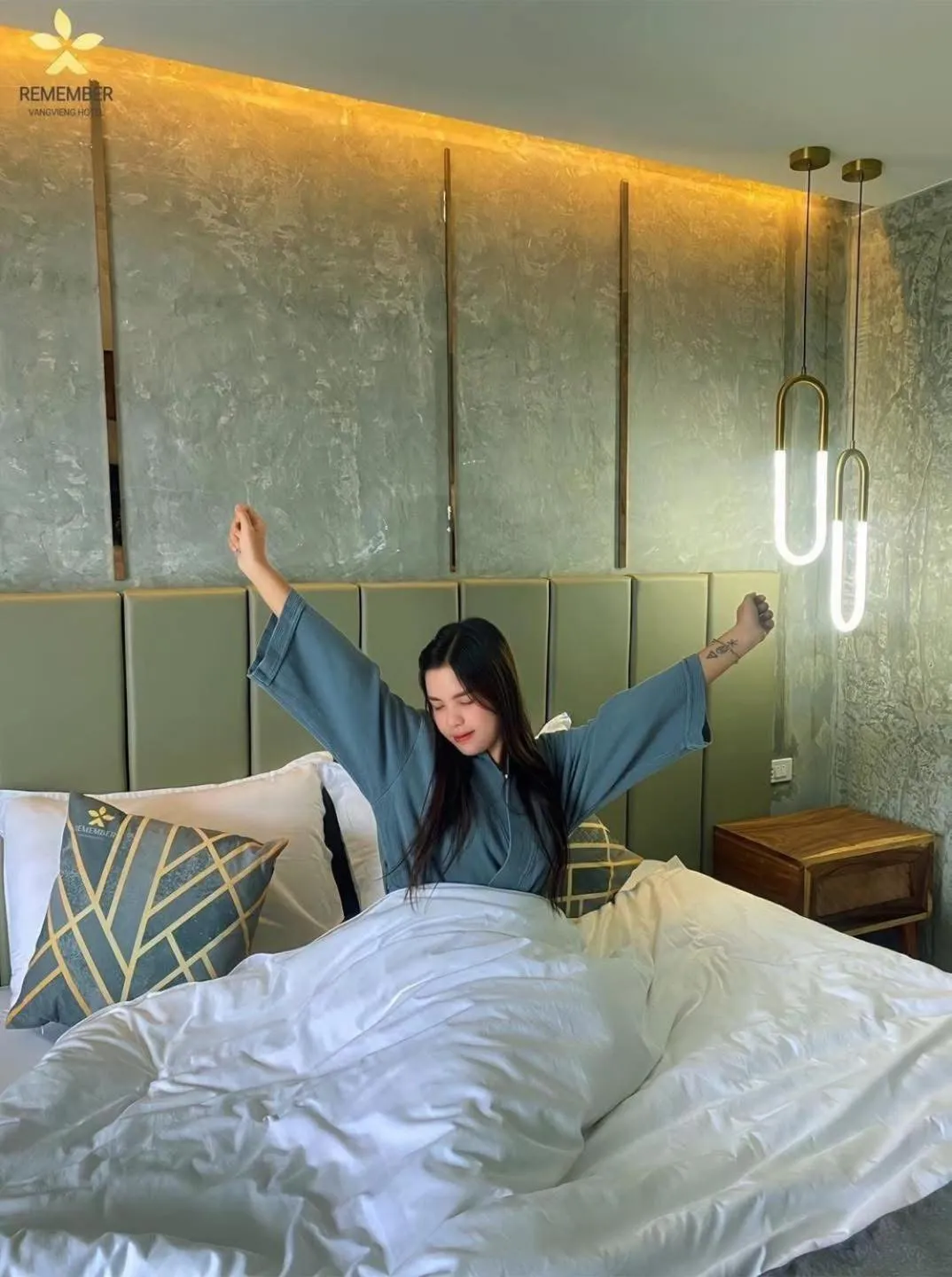 Bed in Remember Vangvieng Hotel