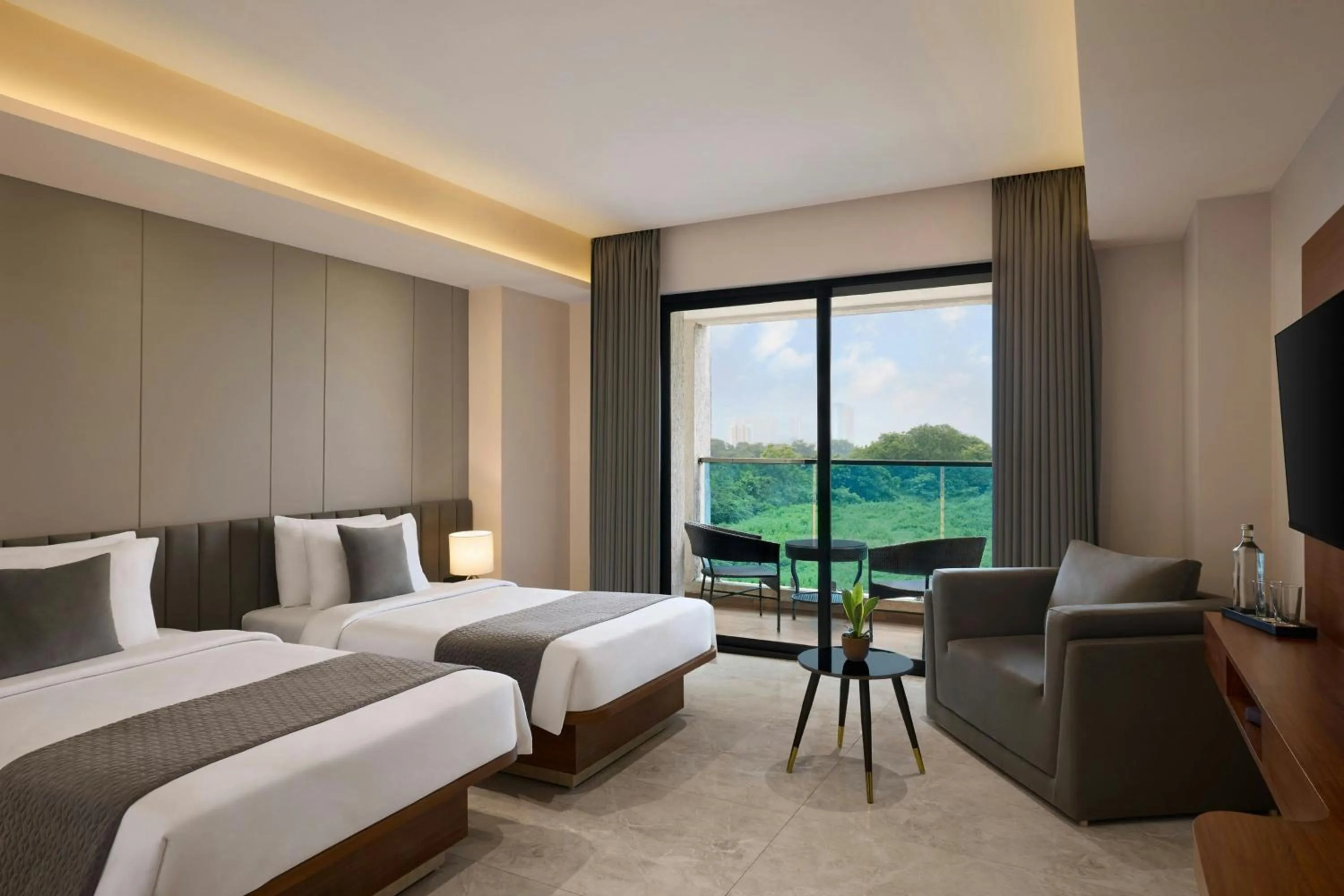 Winter Green Twin Room with Sofa Bed and City View - single occupancy in The Fern Residency, Bhiwandi-Pimplas, Series by Marriott