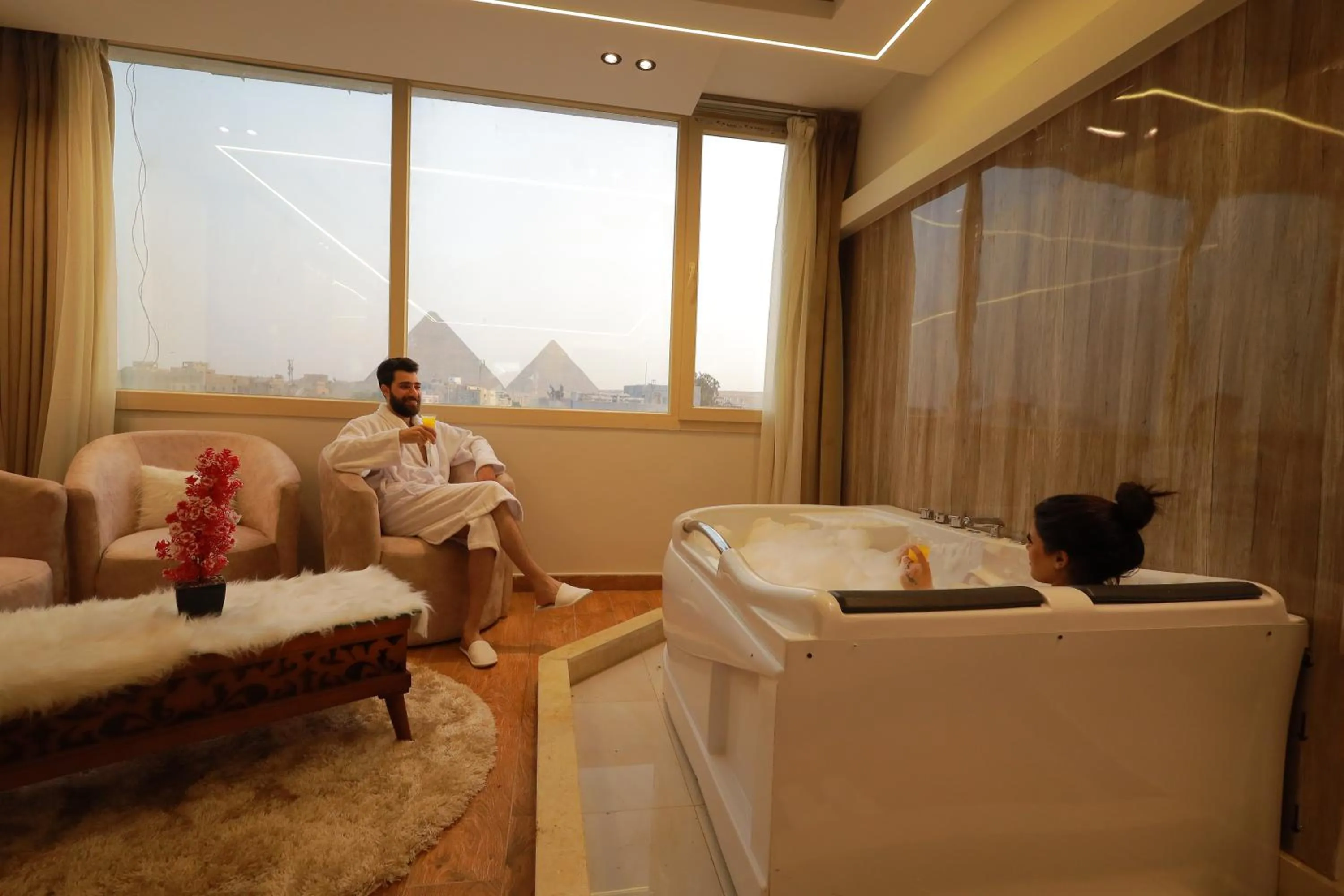 Seating area in The Muse Pyramids INN