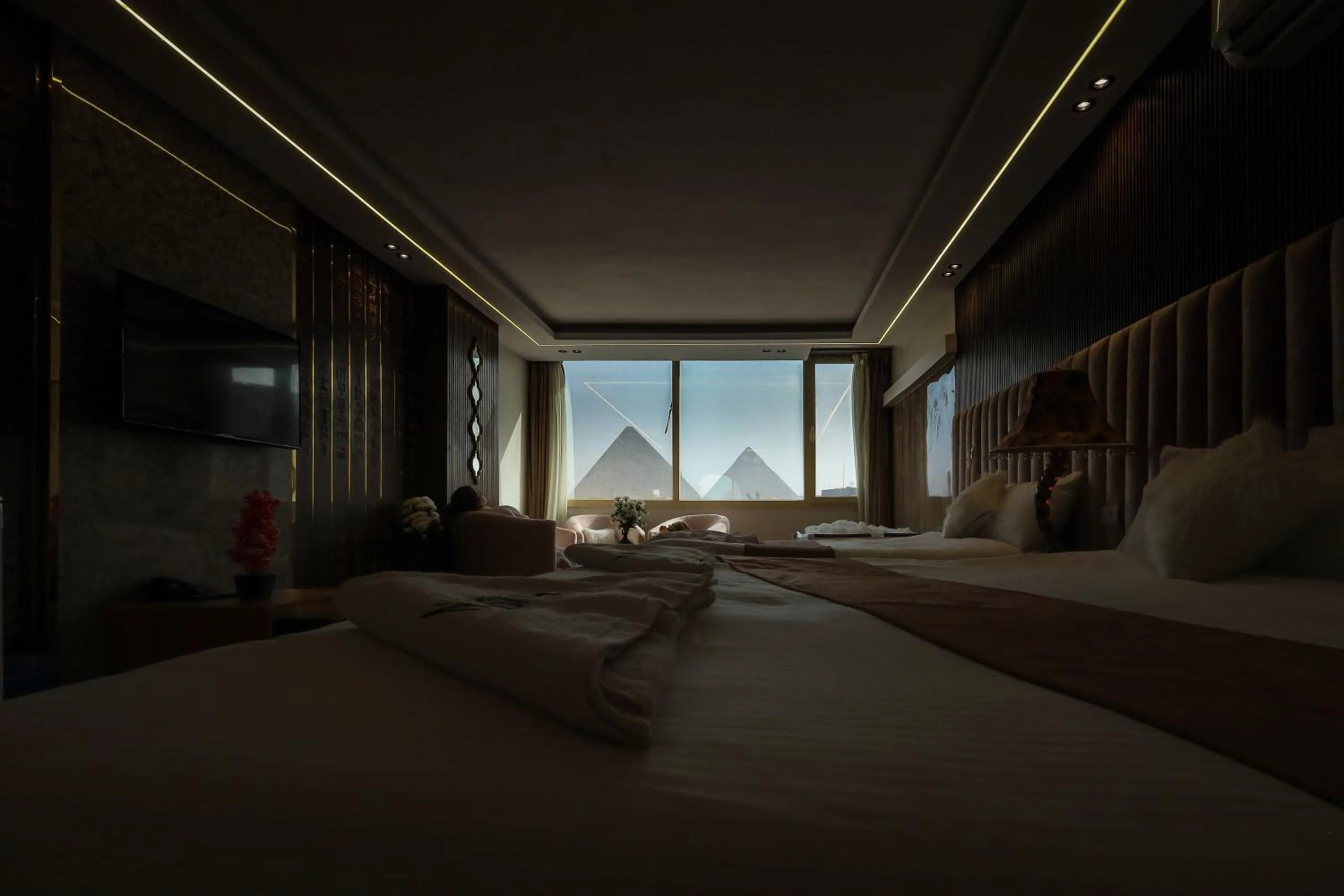 View (from property/room), Bed in The Muse Pyramids INN