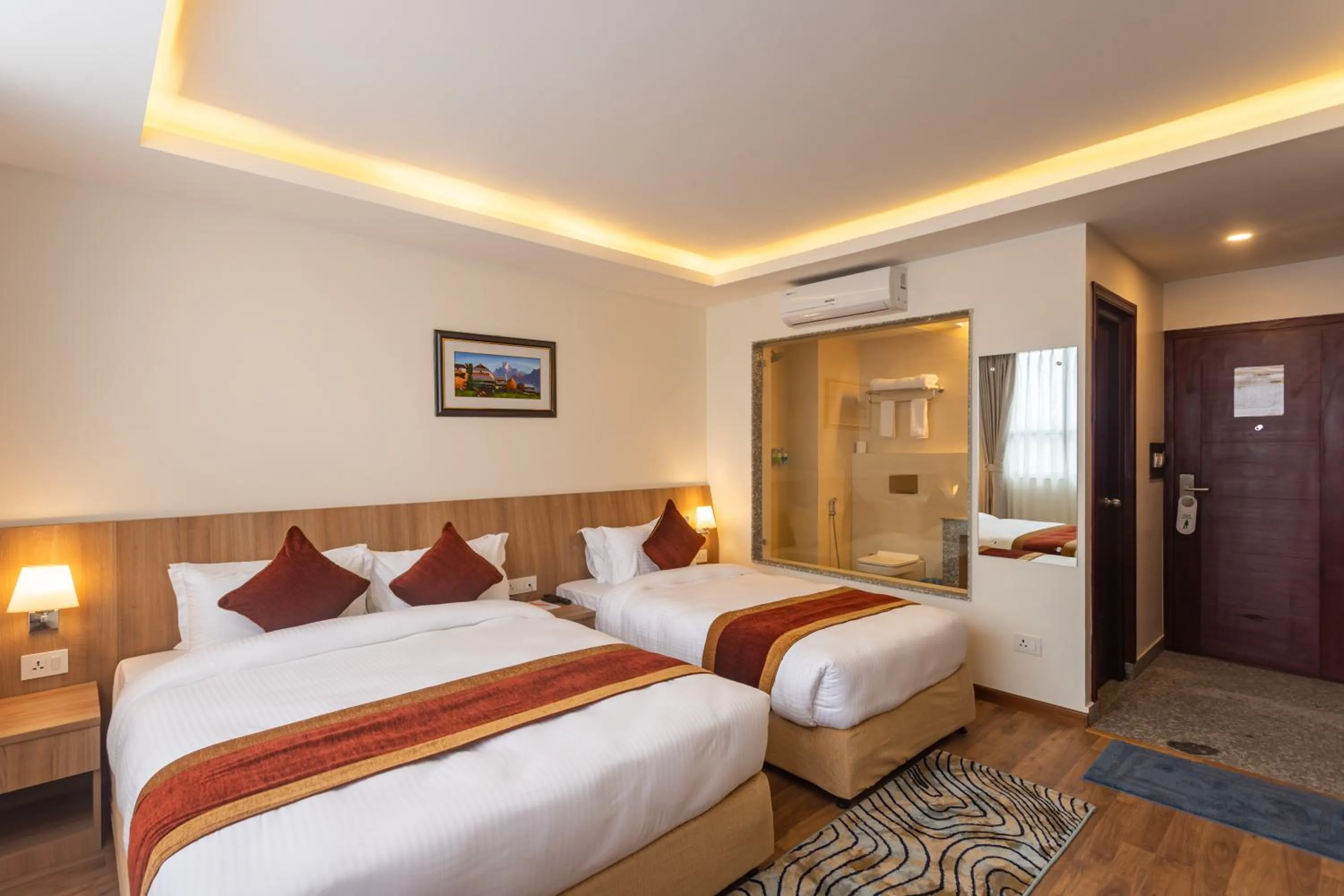 Bed in Hotel Crystal Pashupati