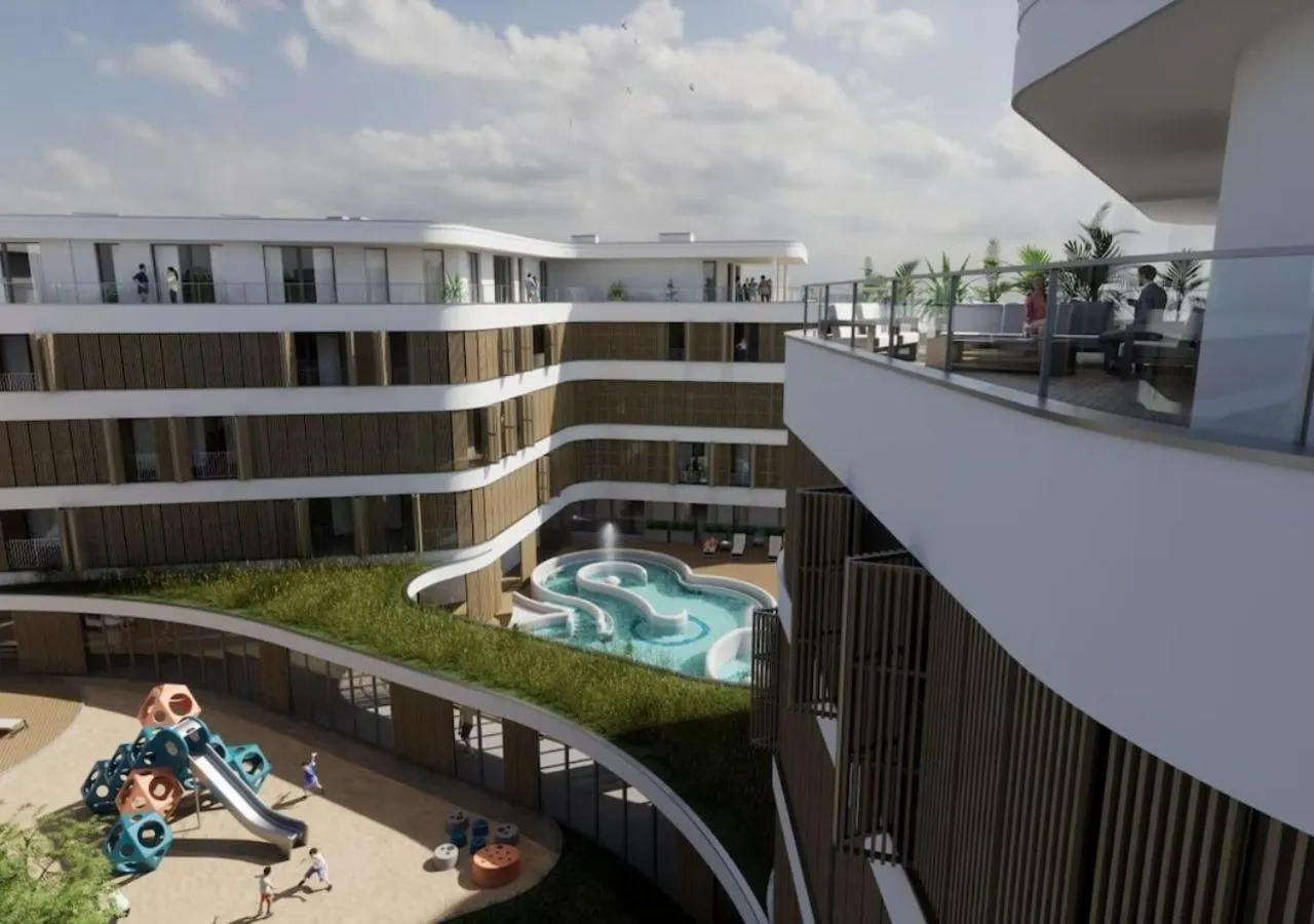 Pool view in Baltic Waves Resort by PI Apartments - Official Operator