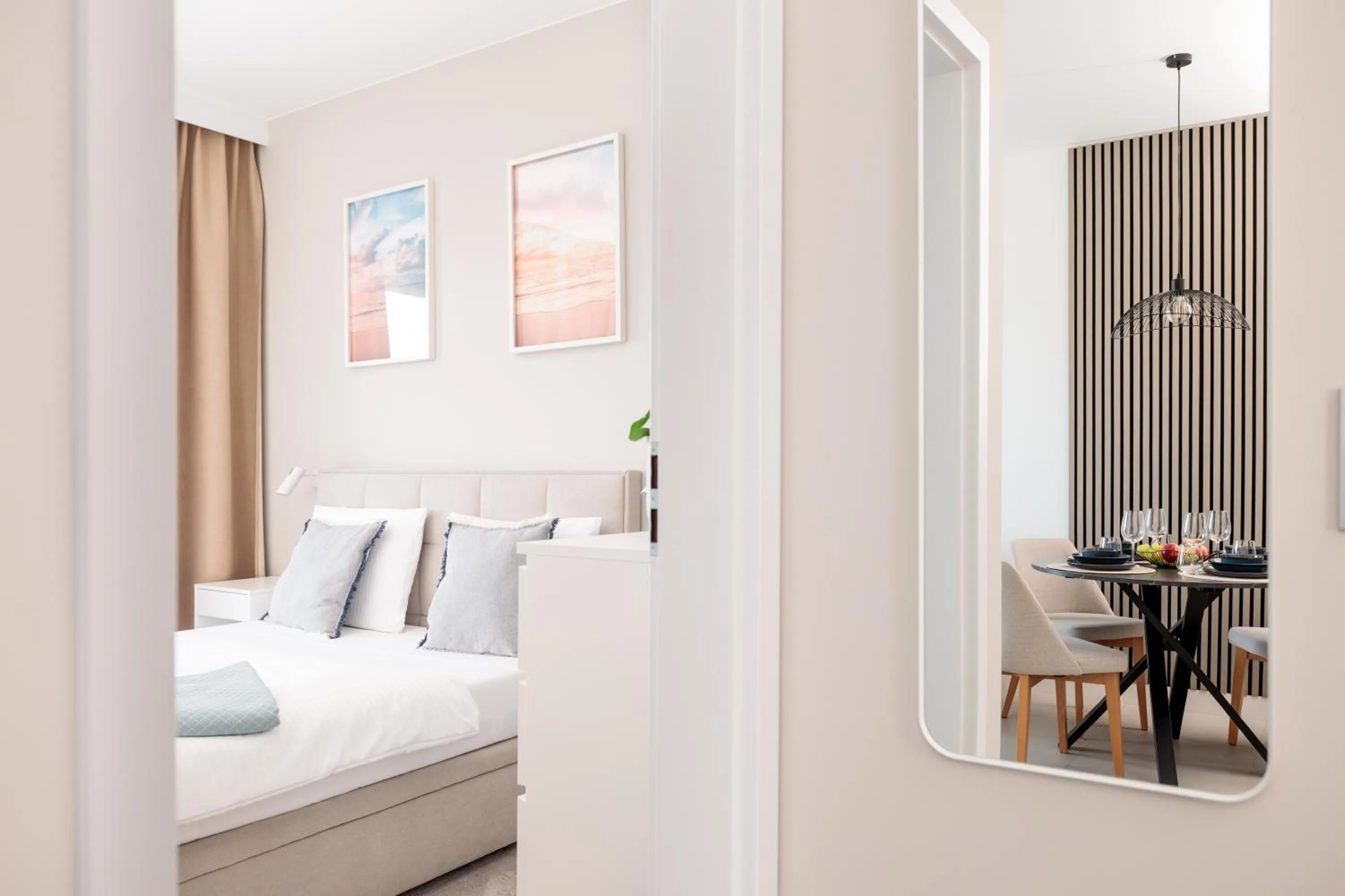 Bedroom, Bed in Baltic Waves Resort by PI Apartments - Official Operator