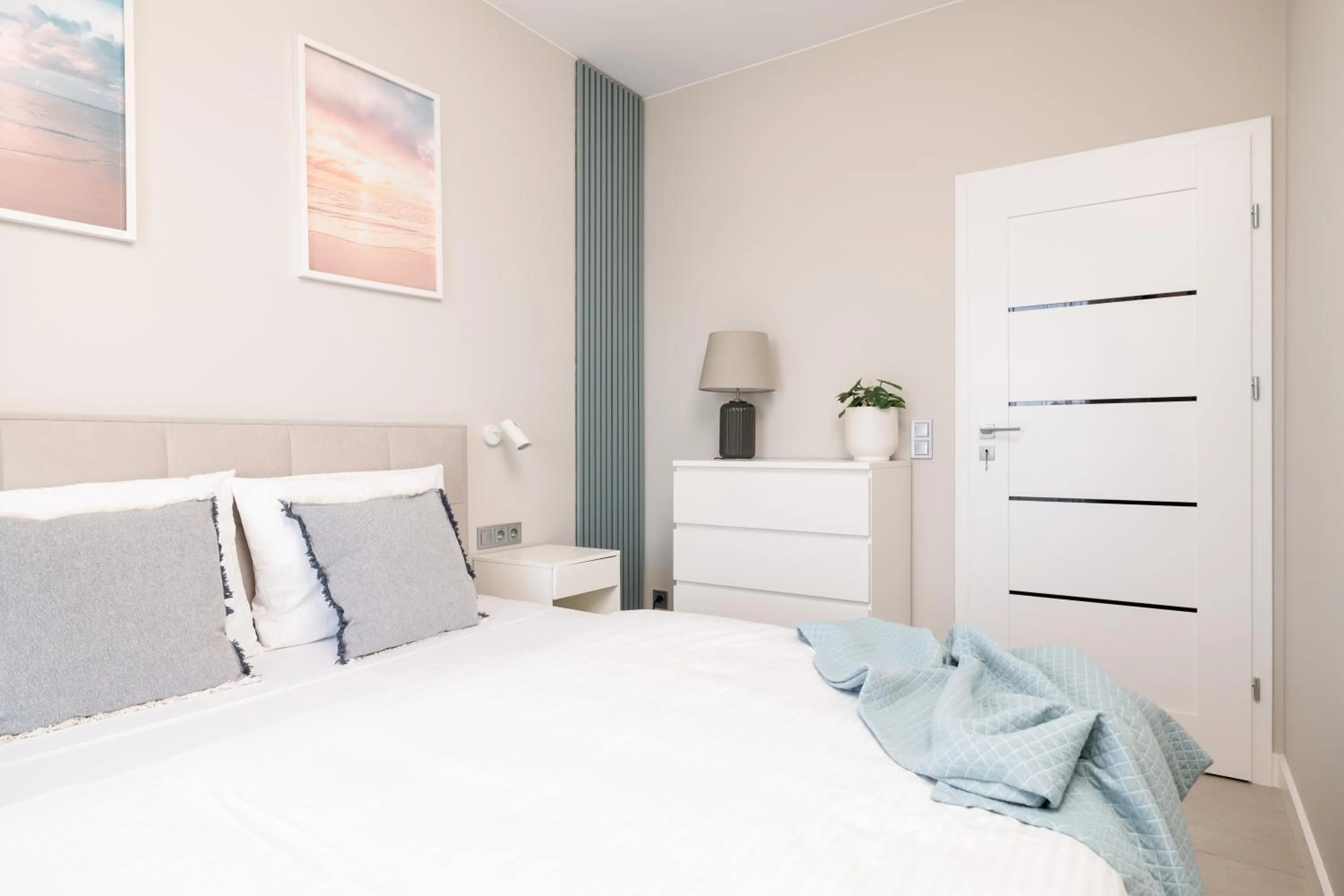 Bedroom, Bed in Baltic Waves Resort by PI Apartments - Official Operator
