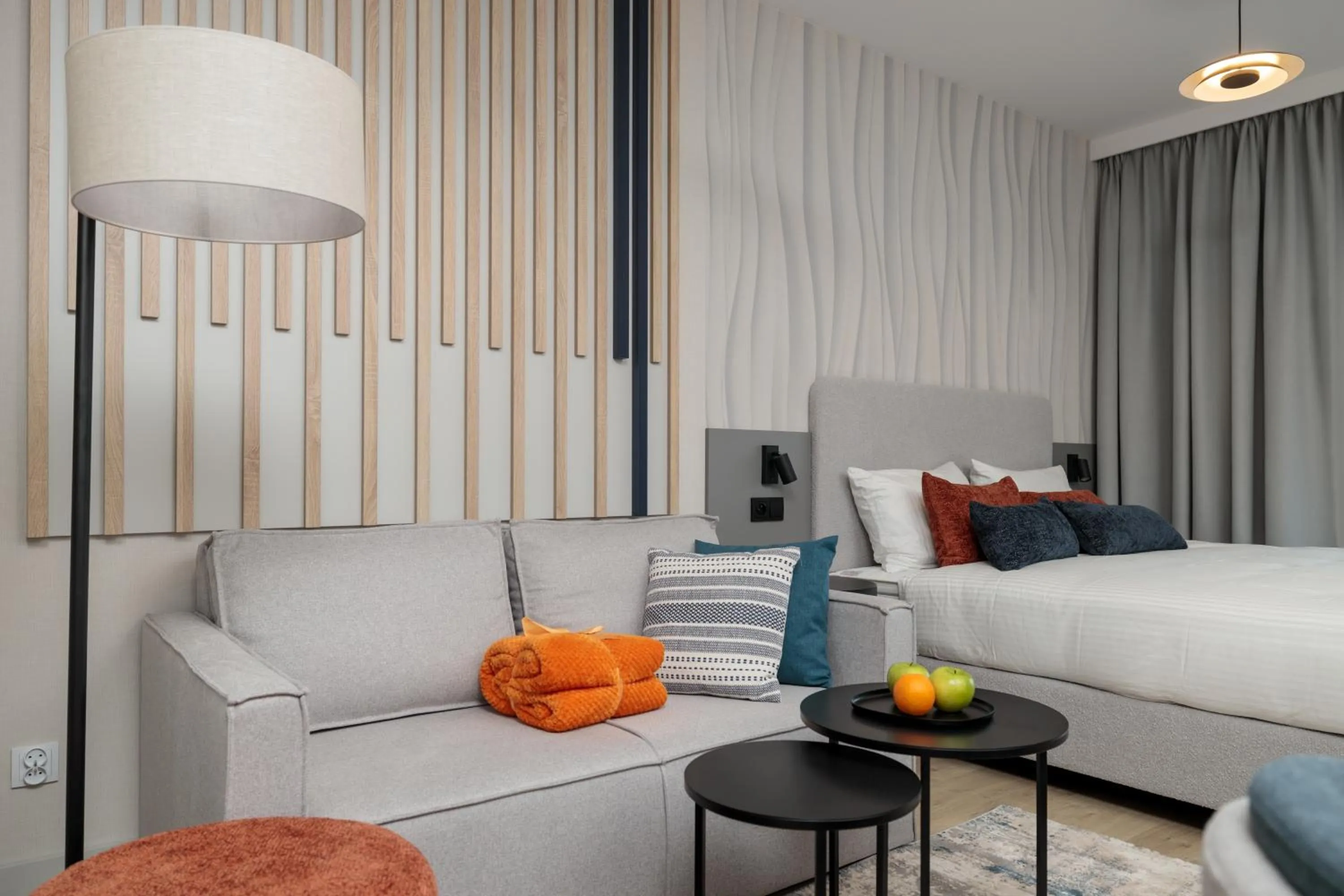 Seating area, Bed in Baltic Waves Resort by PI Apartments - Official Operator