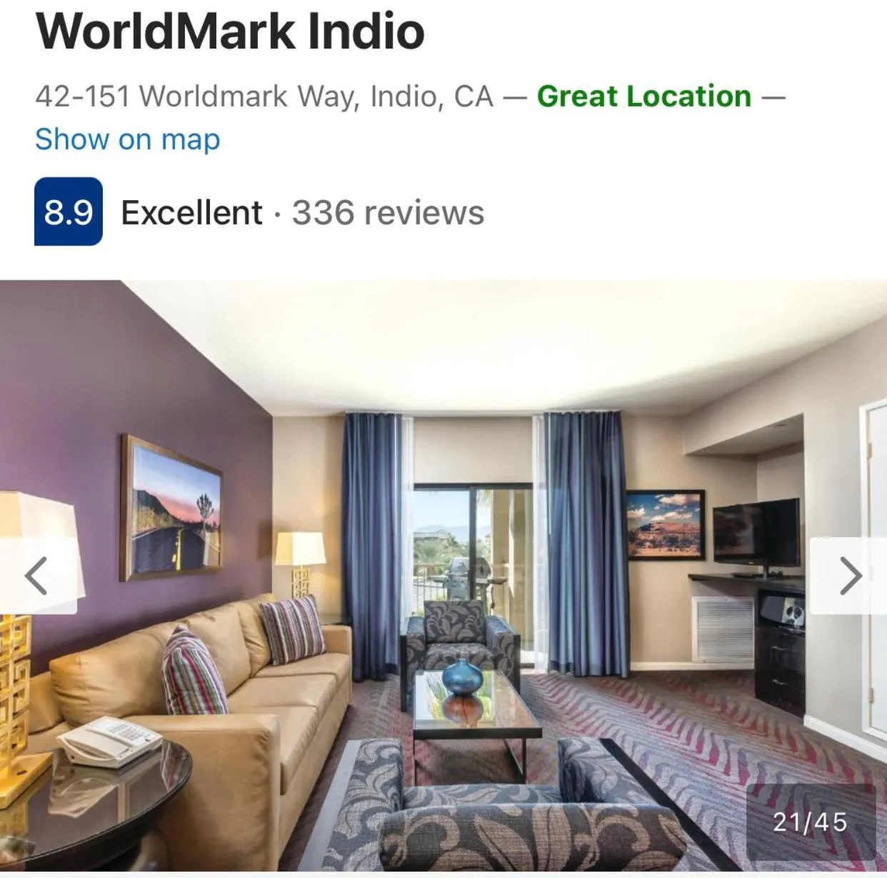 Bed in WorldMark Indio