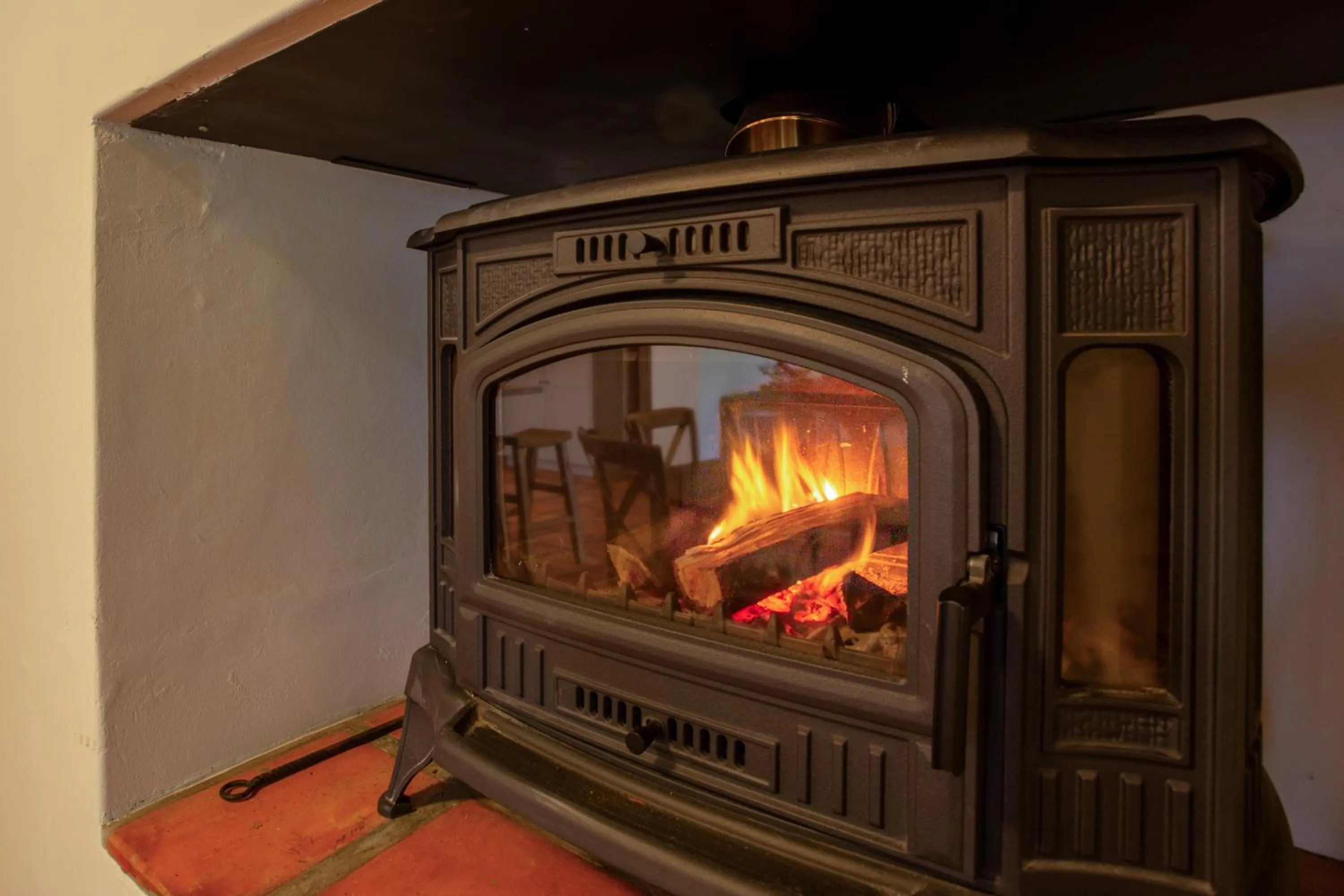 fireplace in Raptor Rise Farm