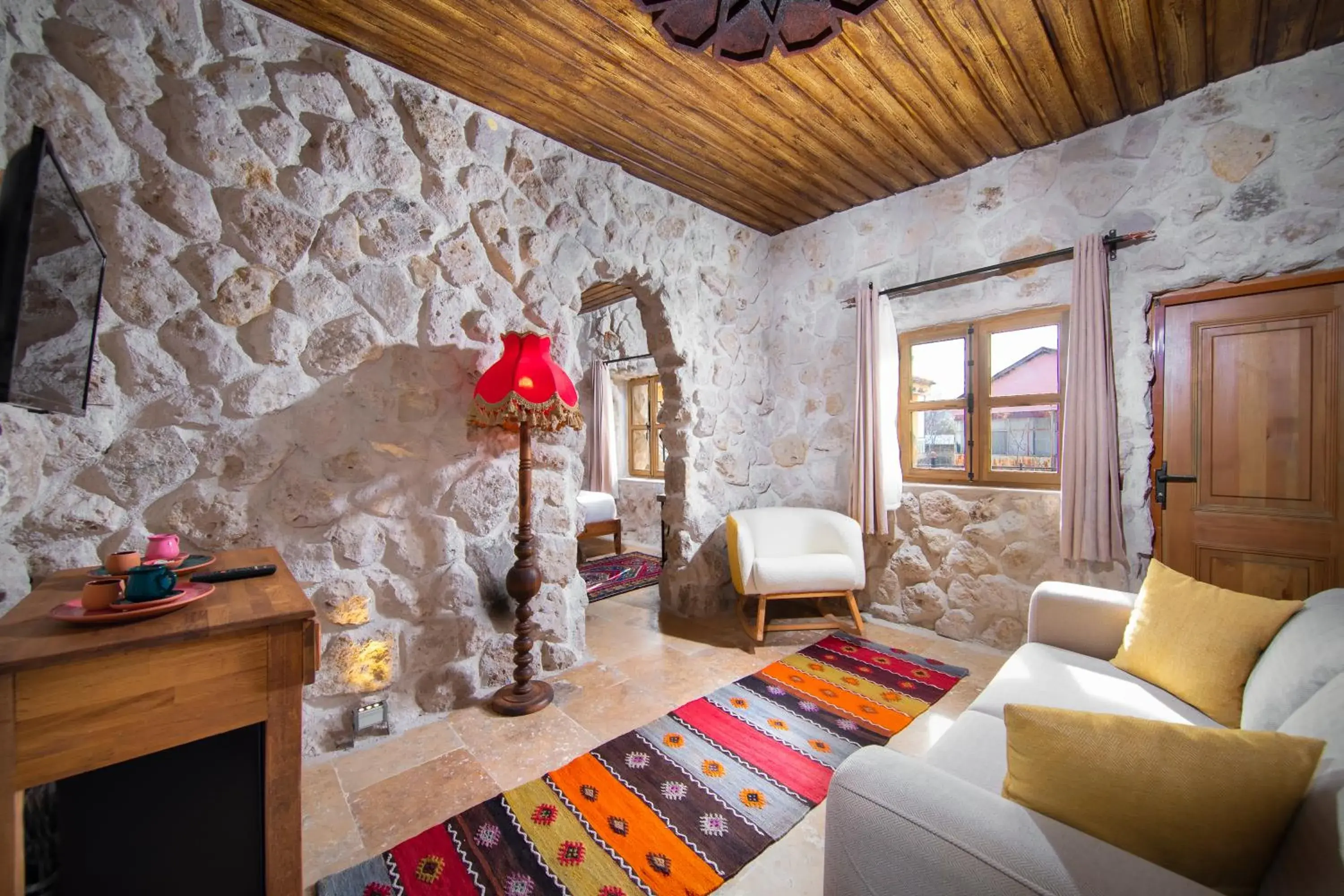Deluxe Double Room with Balcony in Cappadocia Cavusin Stone House Deluxe Double Room with Balcony in Cappadocia Cavusin Stone House