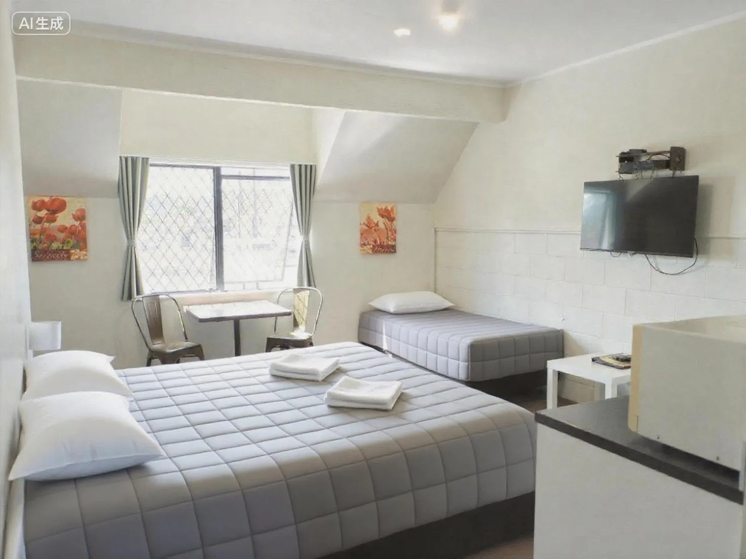 Communal lounge/ TV room, Bed in Drury Motor Lodge