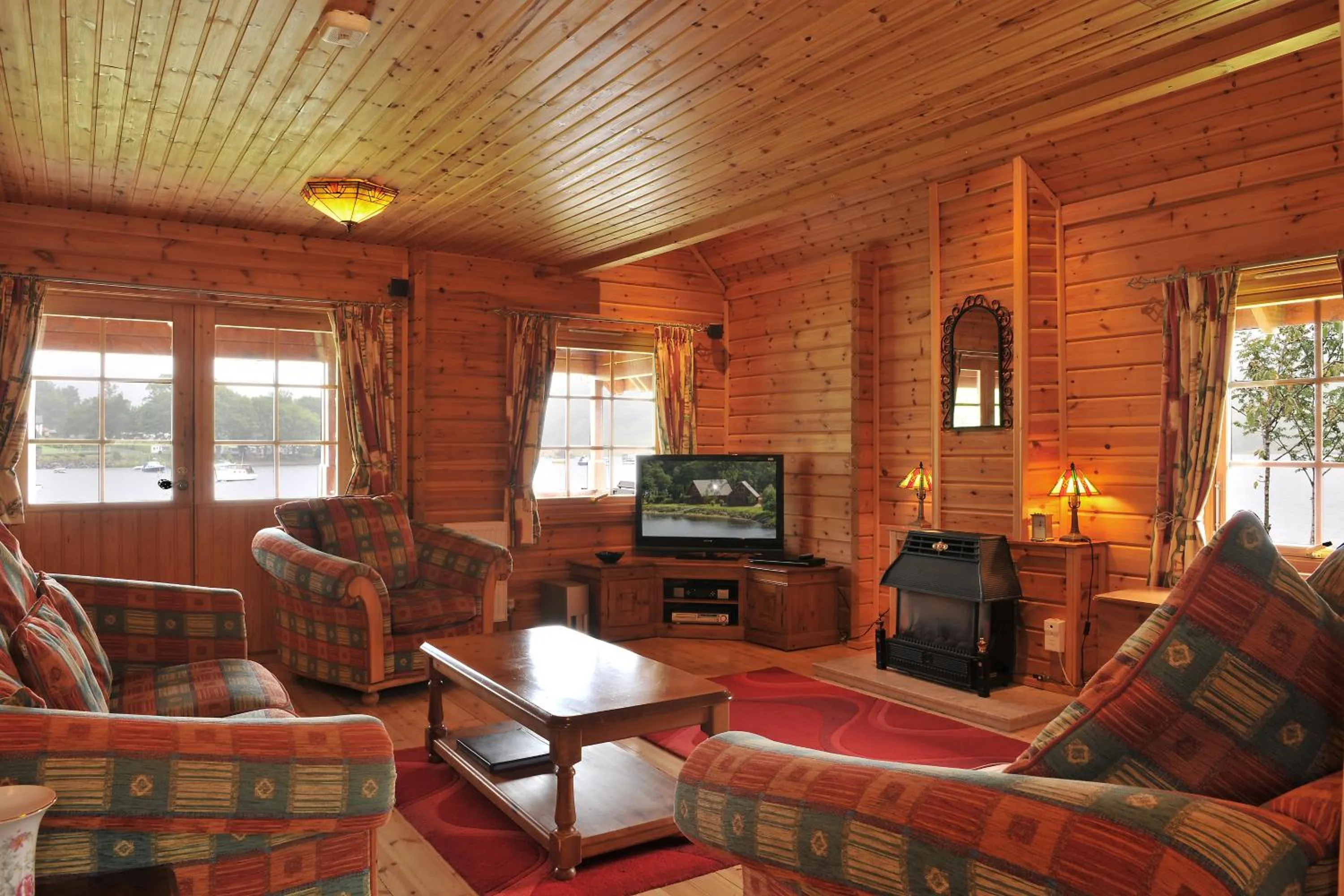 Living room in Ardlui Lochside Lodges