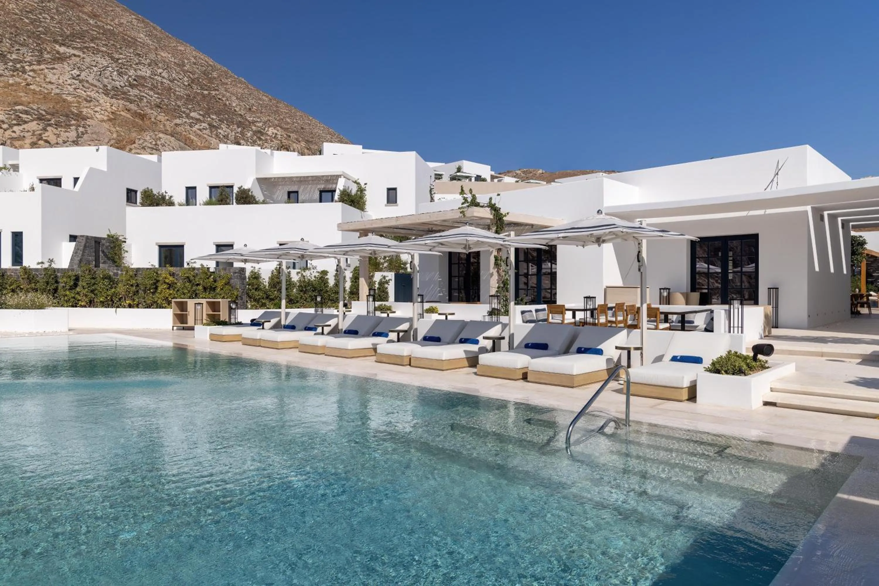 Pool view in Sandblu Santorini, LXR Hotels & Resorts