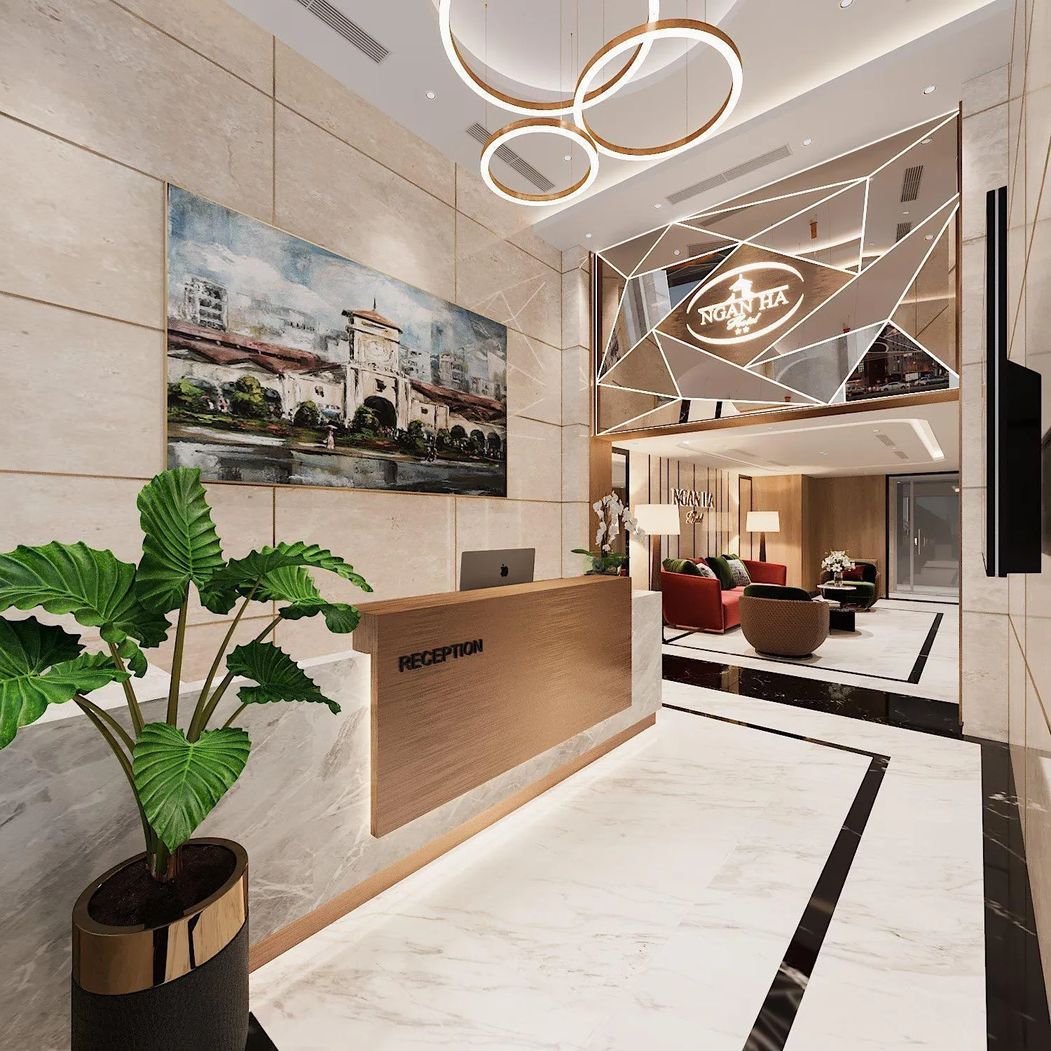 Lobby or reception, Bed in Nicecy NganHa Hotel