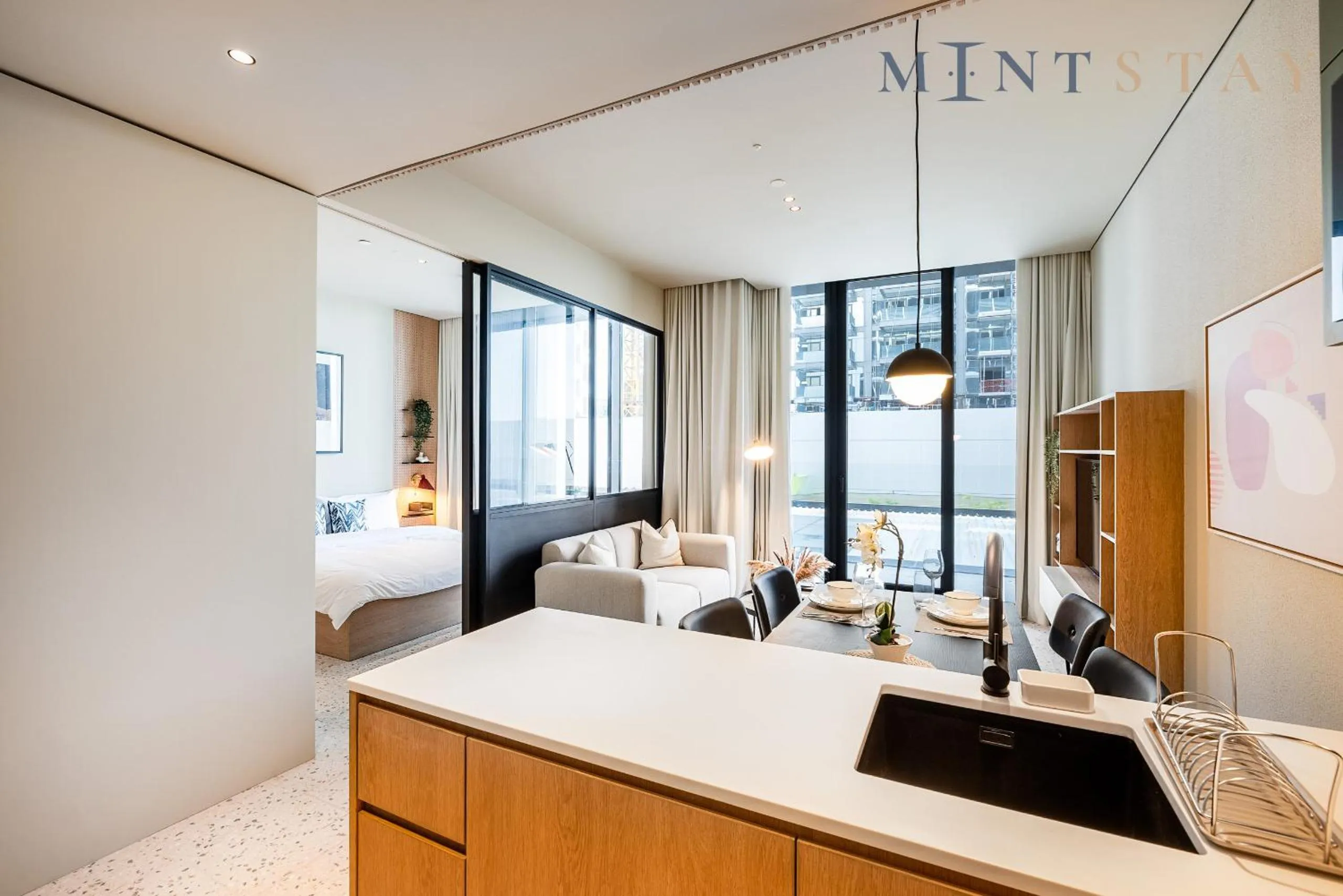 Bed in Upside Living, Business Bay Dubai - Mint Stay