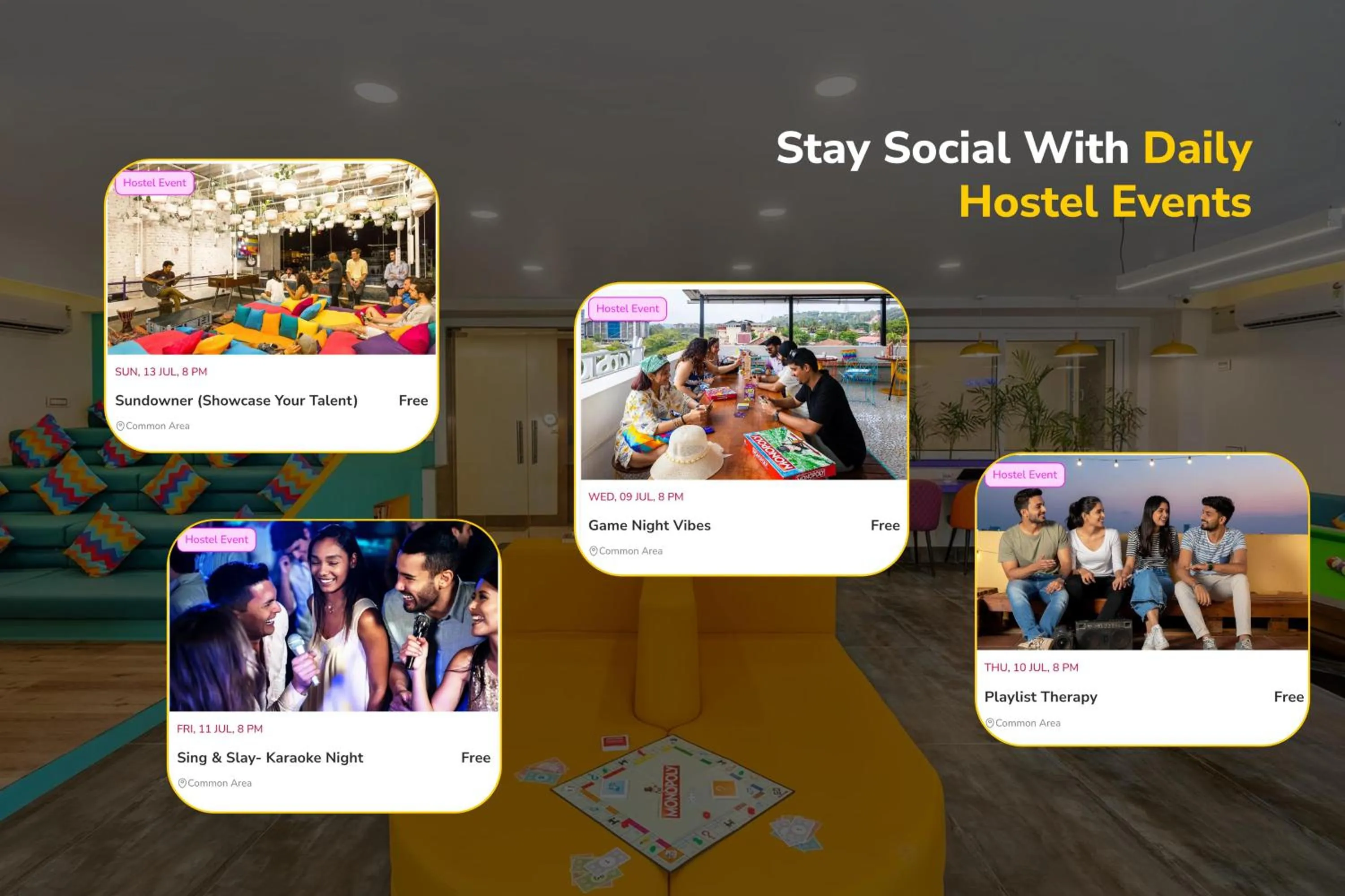 Text overlay in goSTOPS PLUS Rishikesh Tapovan