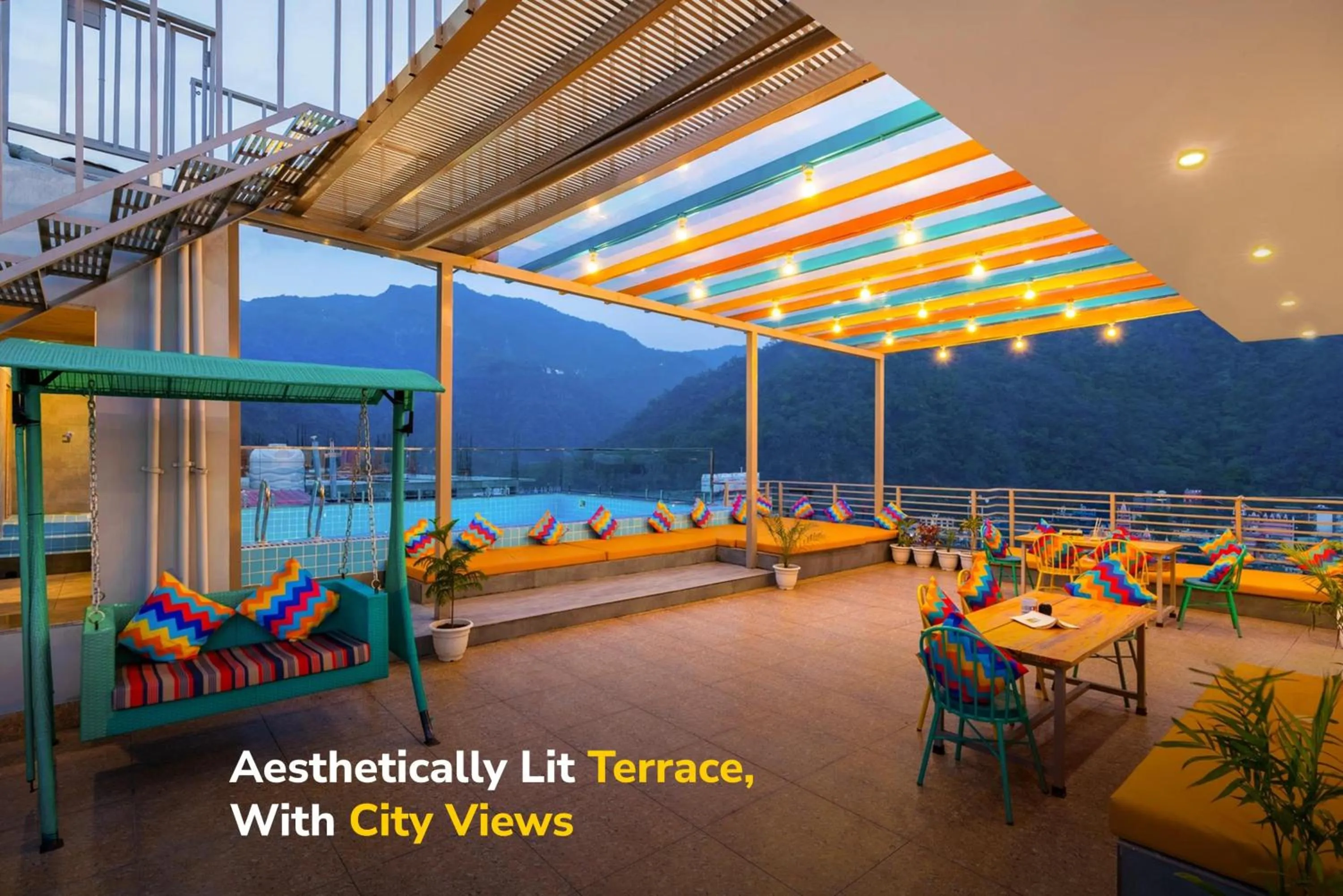 Pool view in goSTOPS PLUS Rishikesh Tapovan