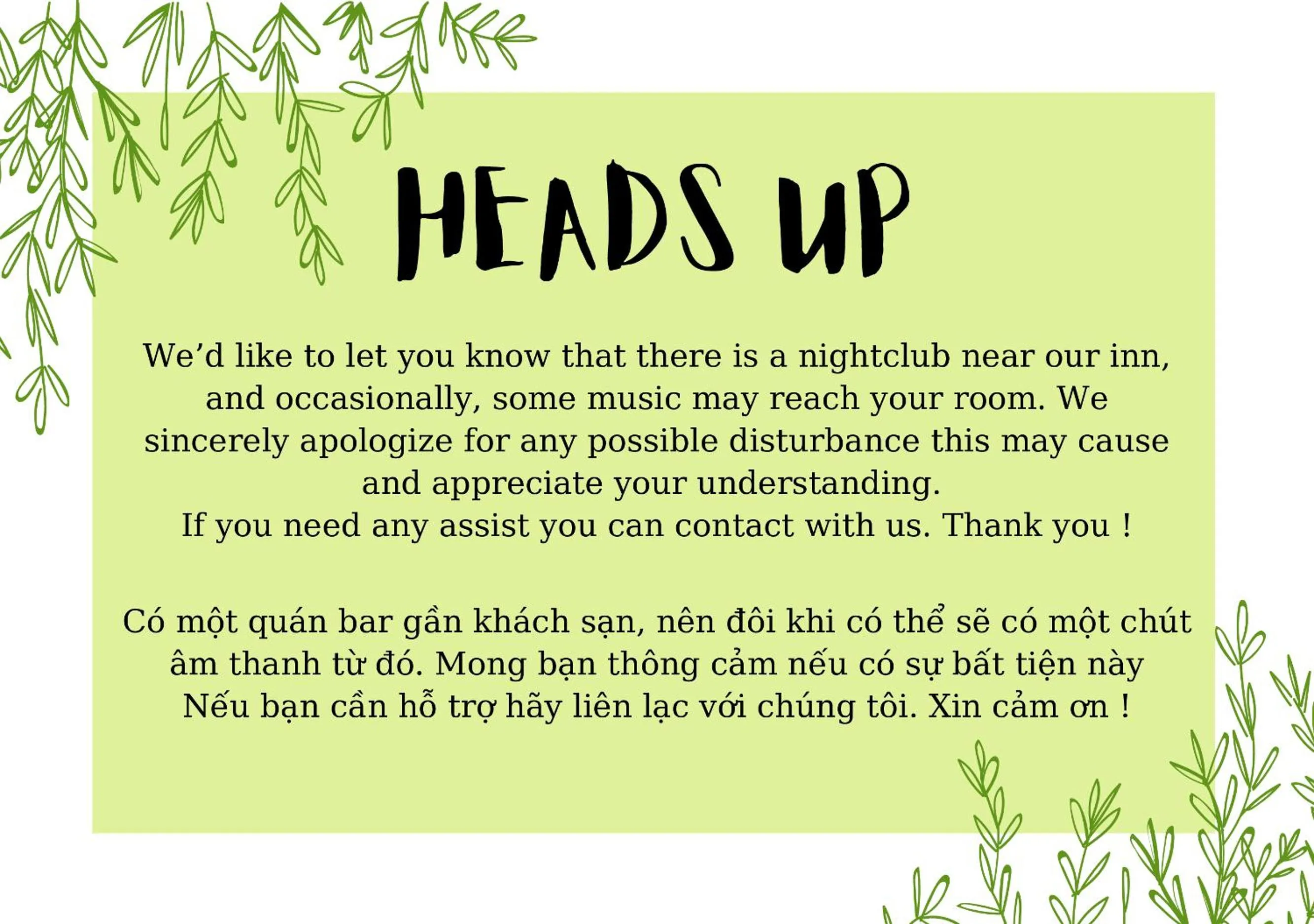 Text overlay in Elegant Feel Inn - M&A