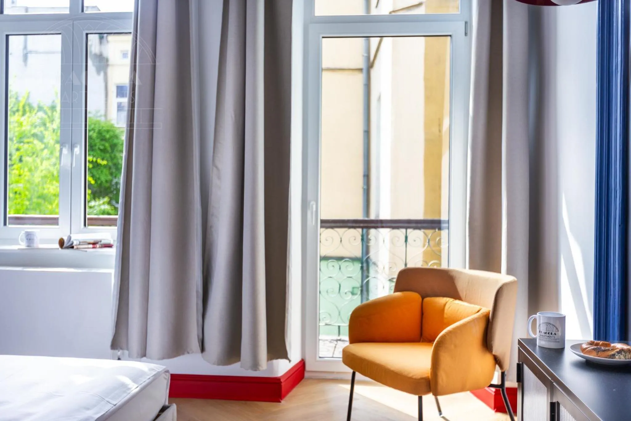 Seating area, Bed in Spacious City Center Family Apartments