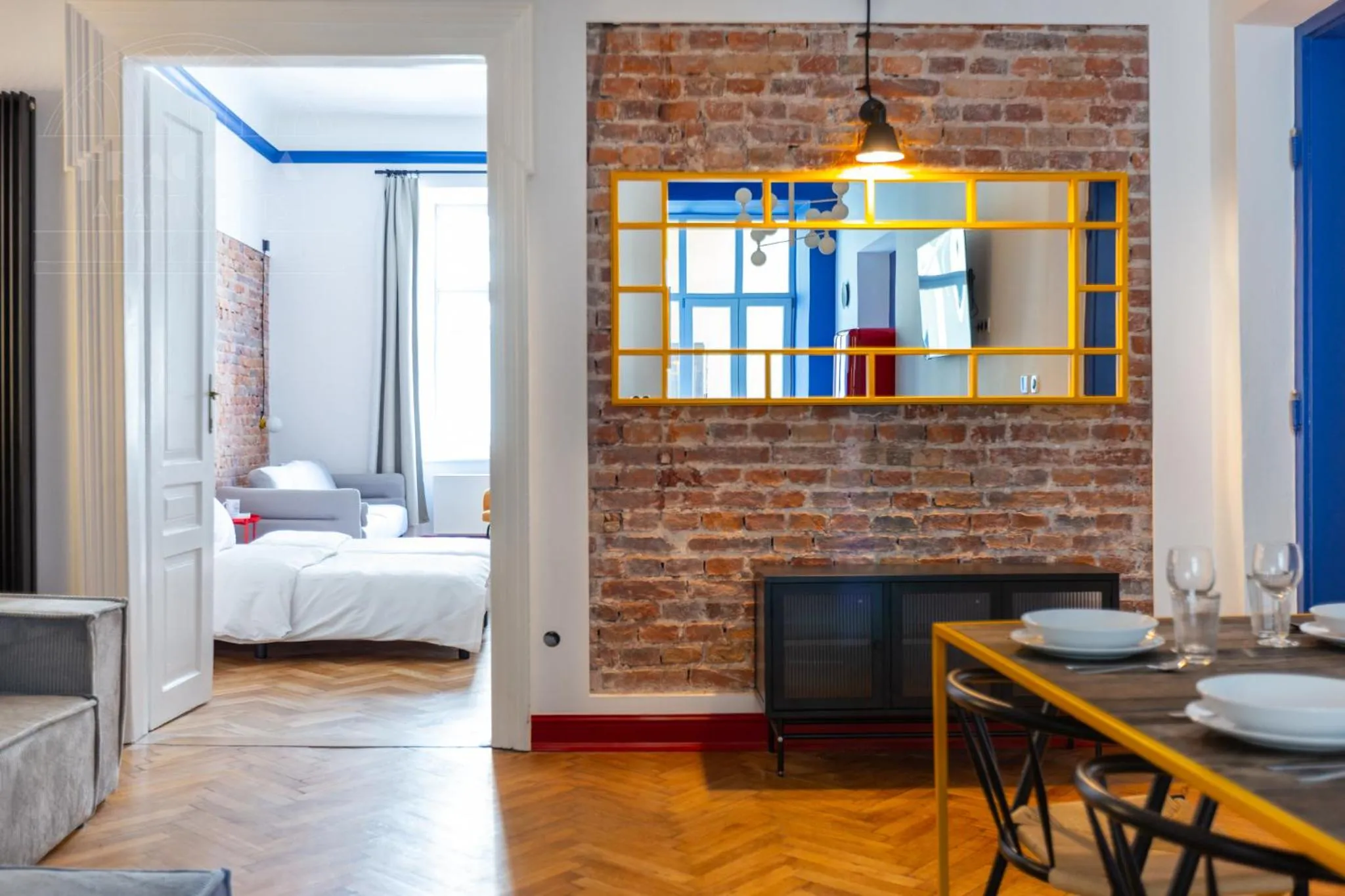 Living room, Bed in Spacious City Center Family Apartments