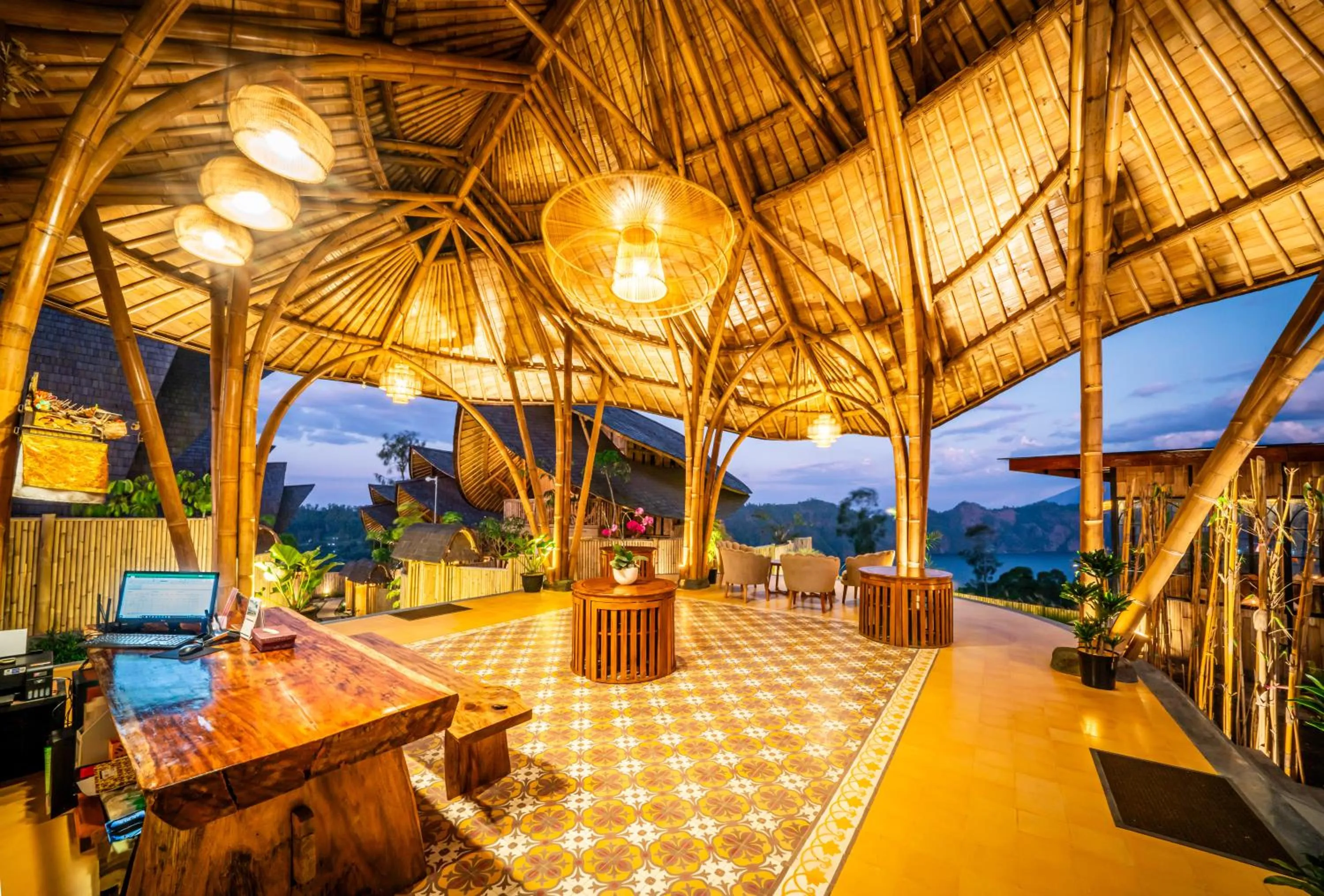 Lobby or reception in The Dewi Eco Bamboo Villa