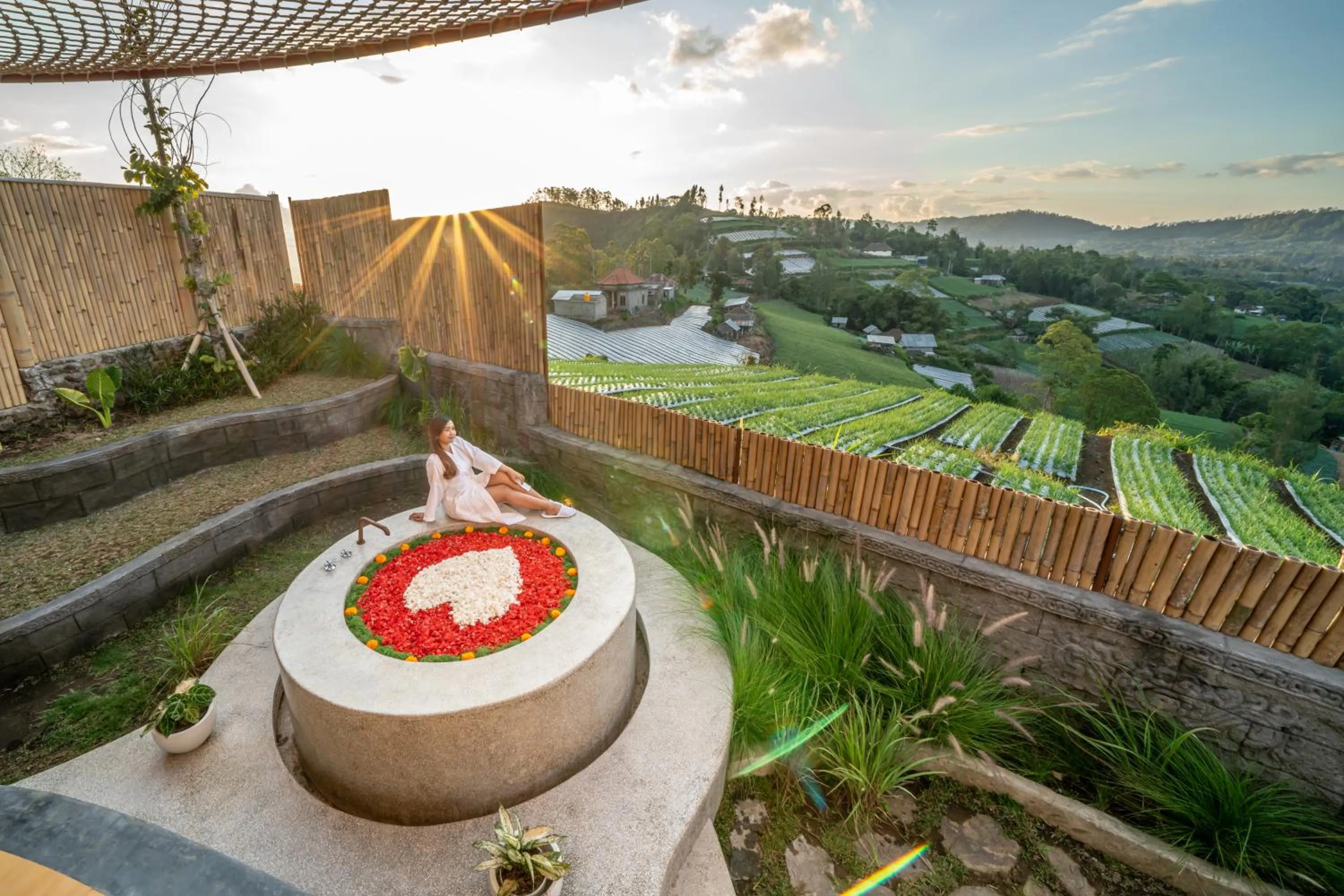 Swimming pool in The Dewi Eco Bamboo Villa
