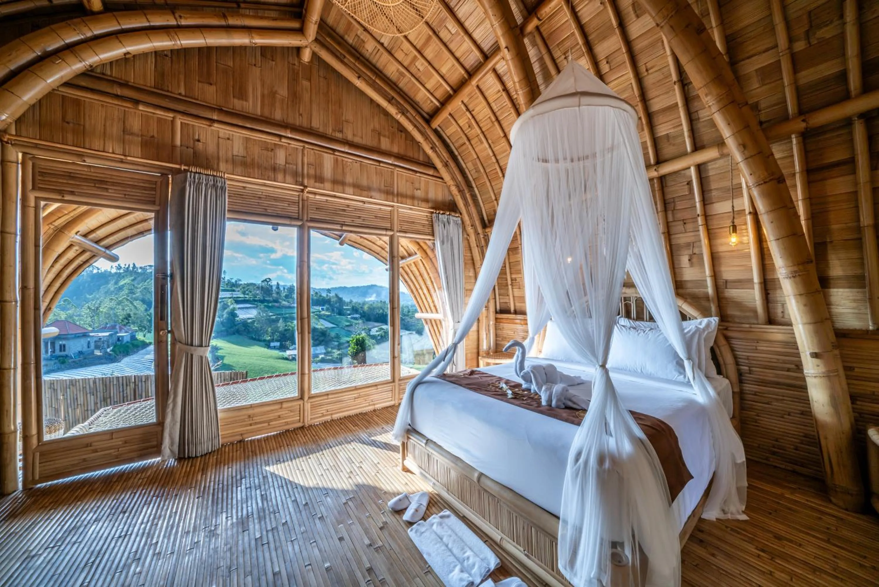 Bedroom, Bed in The Dewi Eco Bamboo Villa